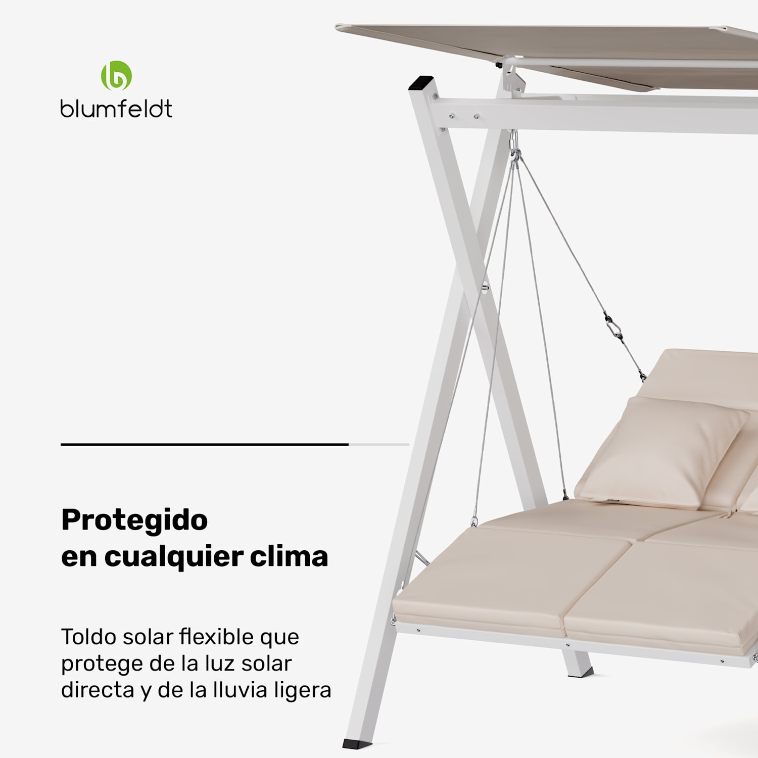 FlexiSwing balancín Hollywood columpio 2 plazas respaldo ajustable + toldo resistente a la intemperie 