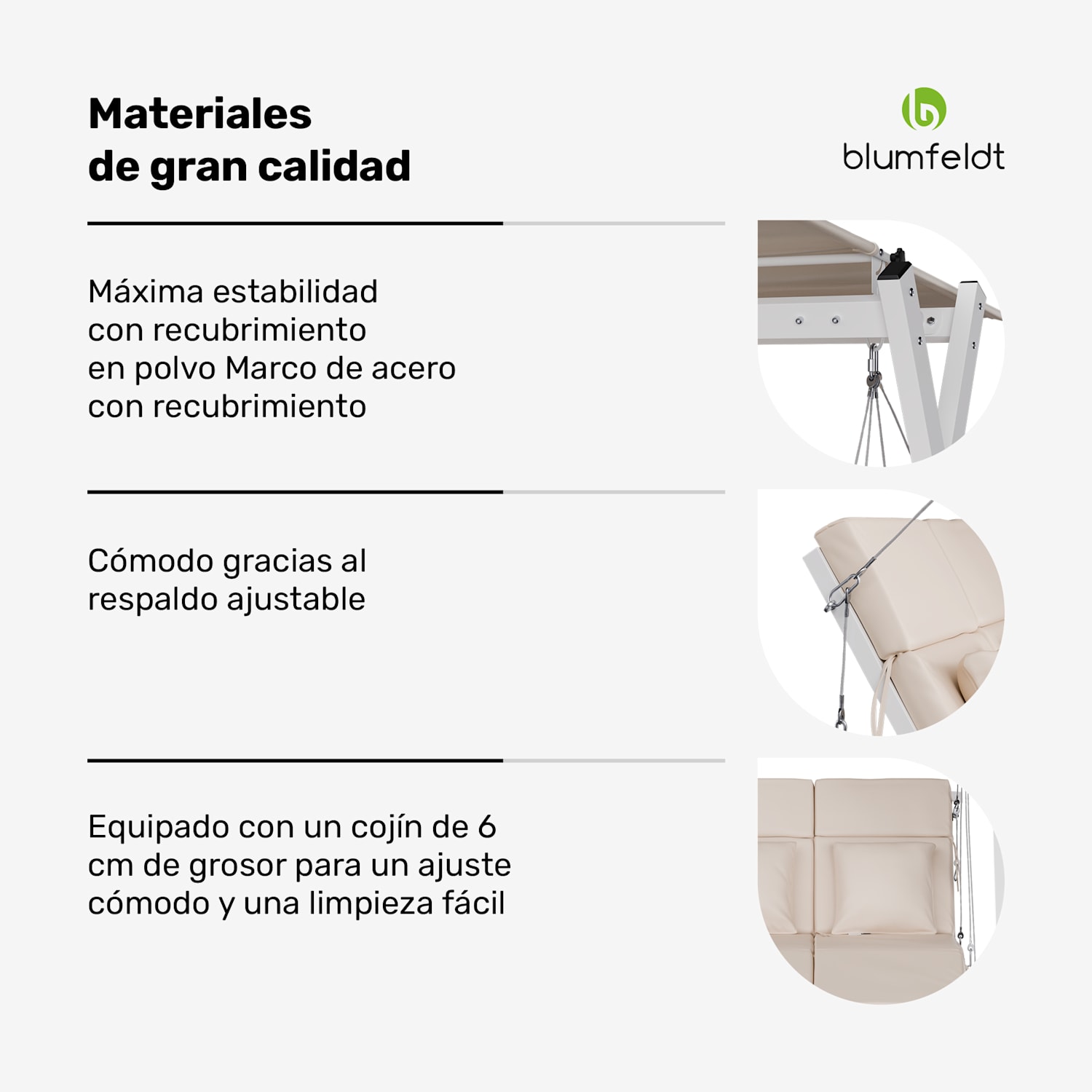 FlexiSwing balancín Hollywood columpio 2 plazas respaldo ajustable + toldo resistente a la intemperie 