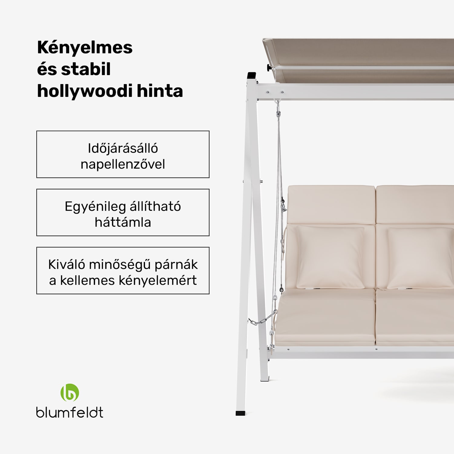FlexiSwing hollywoodi hinta 2 üléses Állítható háttámla + napellenző, időjárásálló 