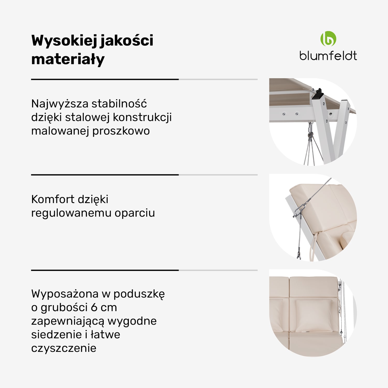 FlexiSwing huśtawka ogrodowa Hollywood 2-osobowa Regulowane oparcie + daszek Odporna na warunki atmosferyczne 2-miejscowy | Beż