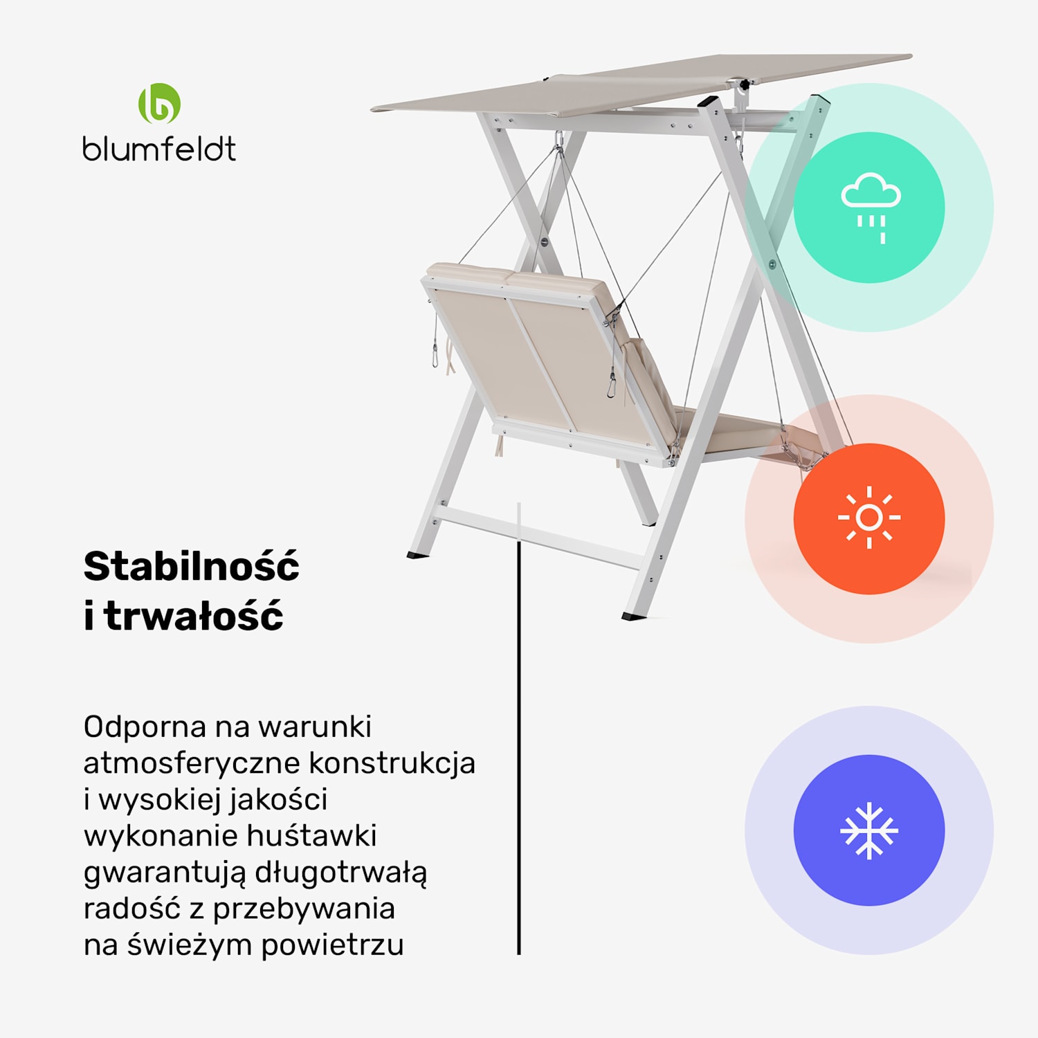 FlexiSwing huśtawka ogrodowa Hollywood 2-osobowa Regulowane oparcie + daszek Odporna na warunki atmosferyczne 2-miejscowy | Beż