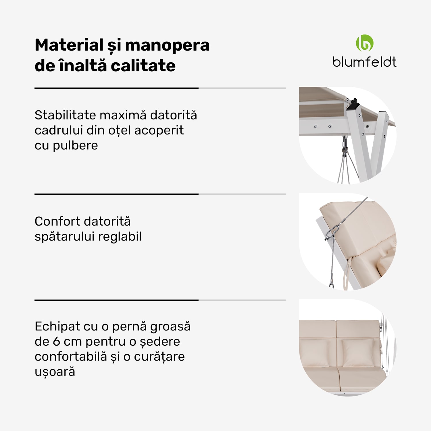 Leagăn hollywoodian FlexiSwing, 4 locuri, spătar reglabil + copertină solară, rezistent la intemperii 4 locuri | Bej