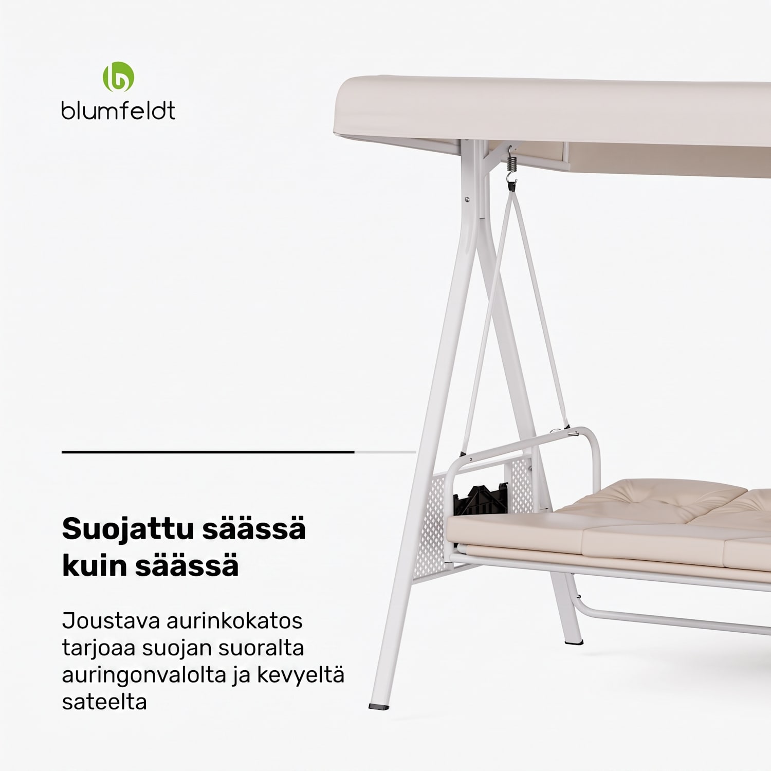GrandSway-puutarhakeinu 3-istuttava yksilöllisesti säädettävä jauhemaalattu teräs säänkestävä  Beige