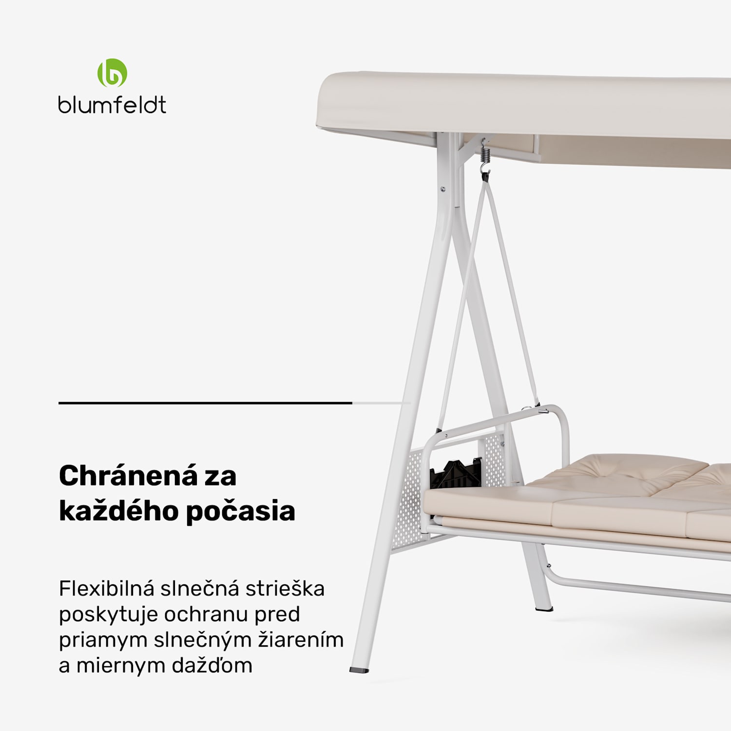 GranSway hollywoodska hojdačka 3-miestna Individuálne nastaviteľná Oceľ s práškovou povrchovou úpravou Odolná voči poveternostným vplyvom Béžová