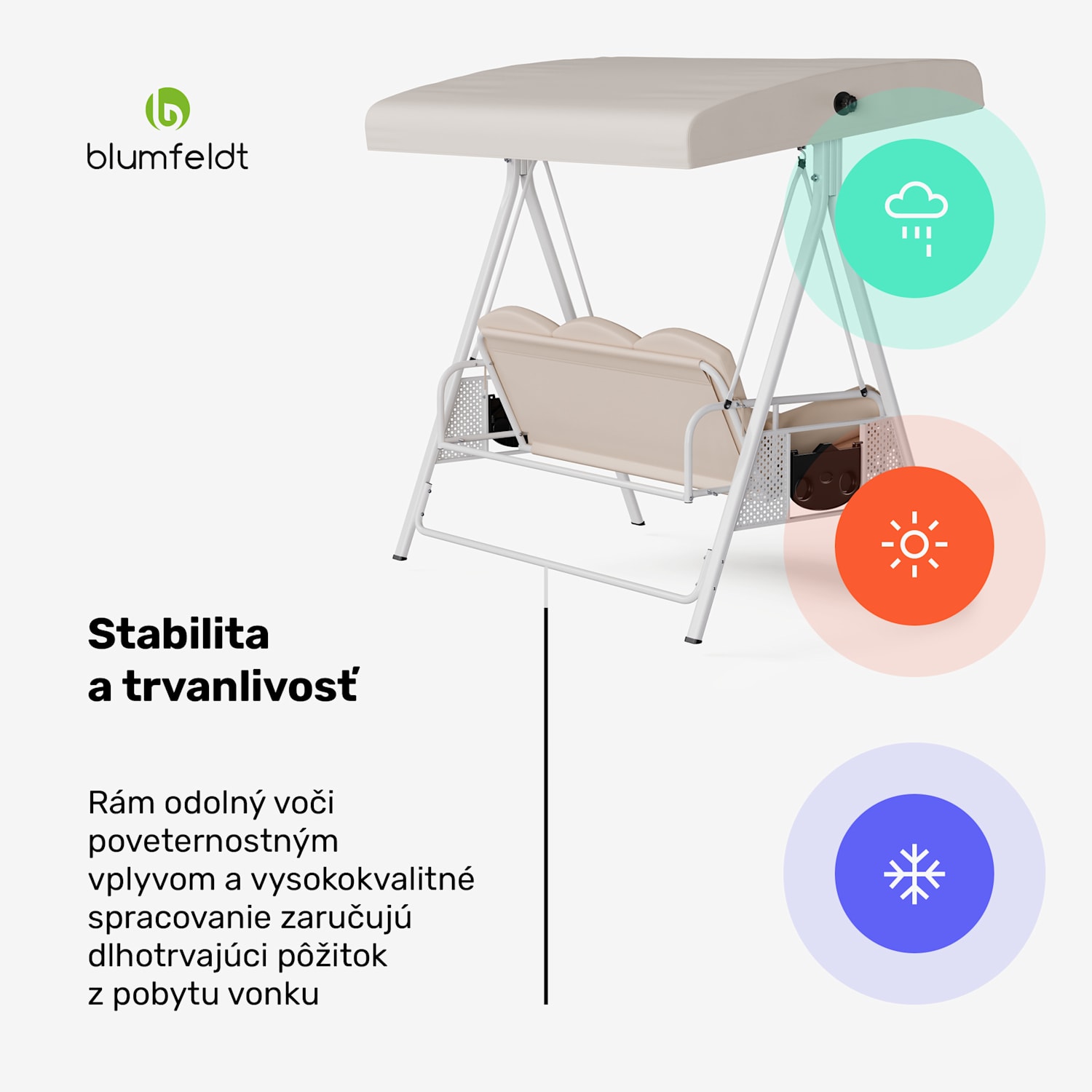 GranSway hollywoodska hojdačka 3-miestna Individuálne nastaviteľná Oceľ s práškovou povrchovou úpravou Odolná voči poveternostným vplyvom Béžová