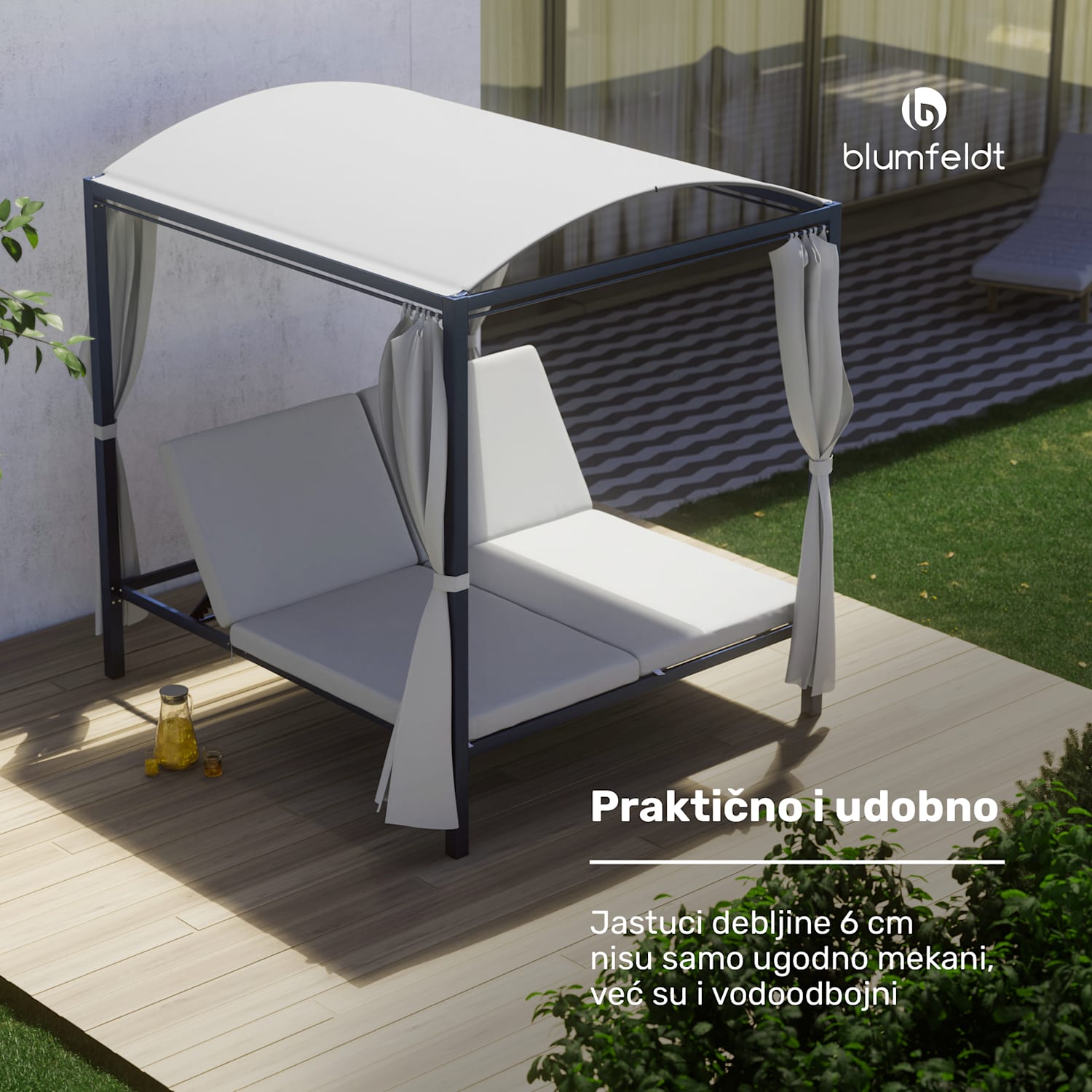 Eremitage Double XL ležaljka, zaštita od sunca, za do 2 osobe, aluminijski okvir, otporna na vremenske uvjete 