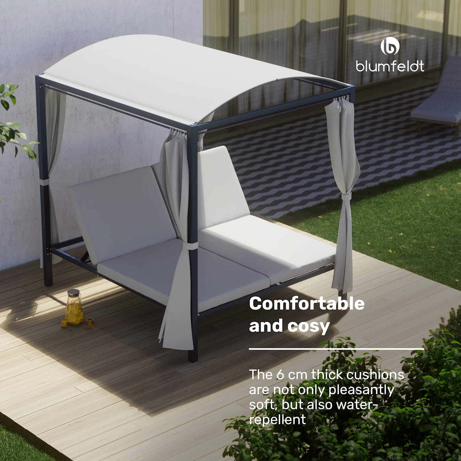 Espreguiçadeira Eremitage Double XL | proteção solar | até 2 pessoas | estrutura em aço | resistente às intempéries 