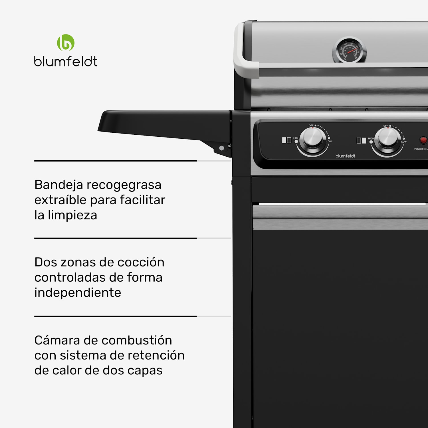 Parrilla eléctrica ElectricPro | Potente | Mesas laterales plegables | Termómetro integrado 