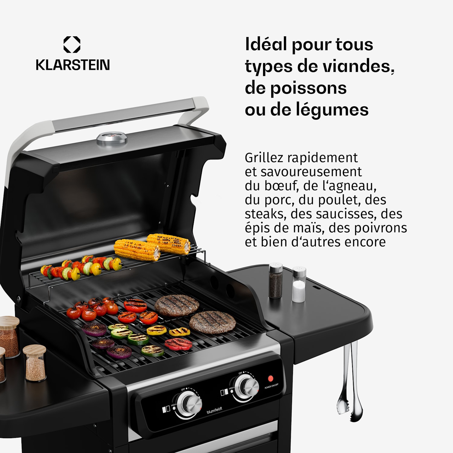 Barbecue électrique ElectricPro | Puissant | Tables latérales rabattables | Thermomètre intégré 