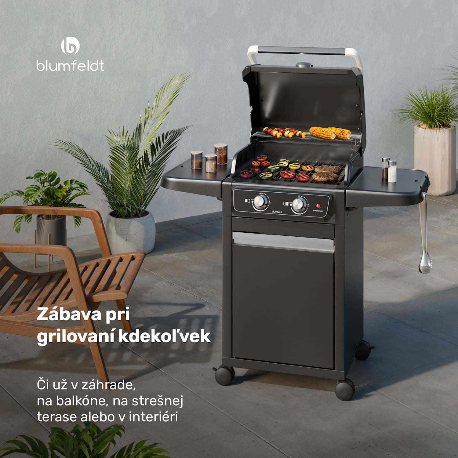 ElectricPro elektrický gril, Výkonný, Sklopné bočné stolíky, Integrovaný teplomer 