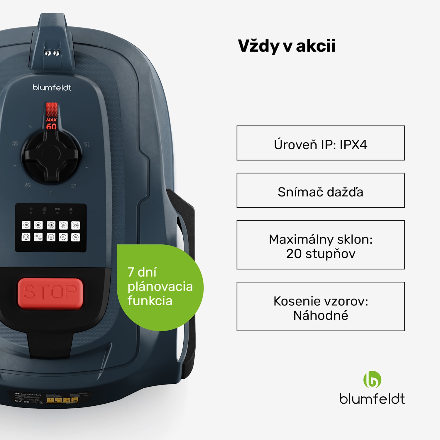 GrassConnect robotická kosačka, Starostlivosť o trávnik do 1 000 m², Ovládanie pomocou aplikácie 