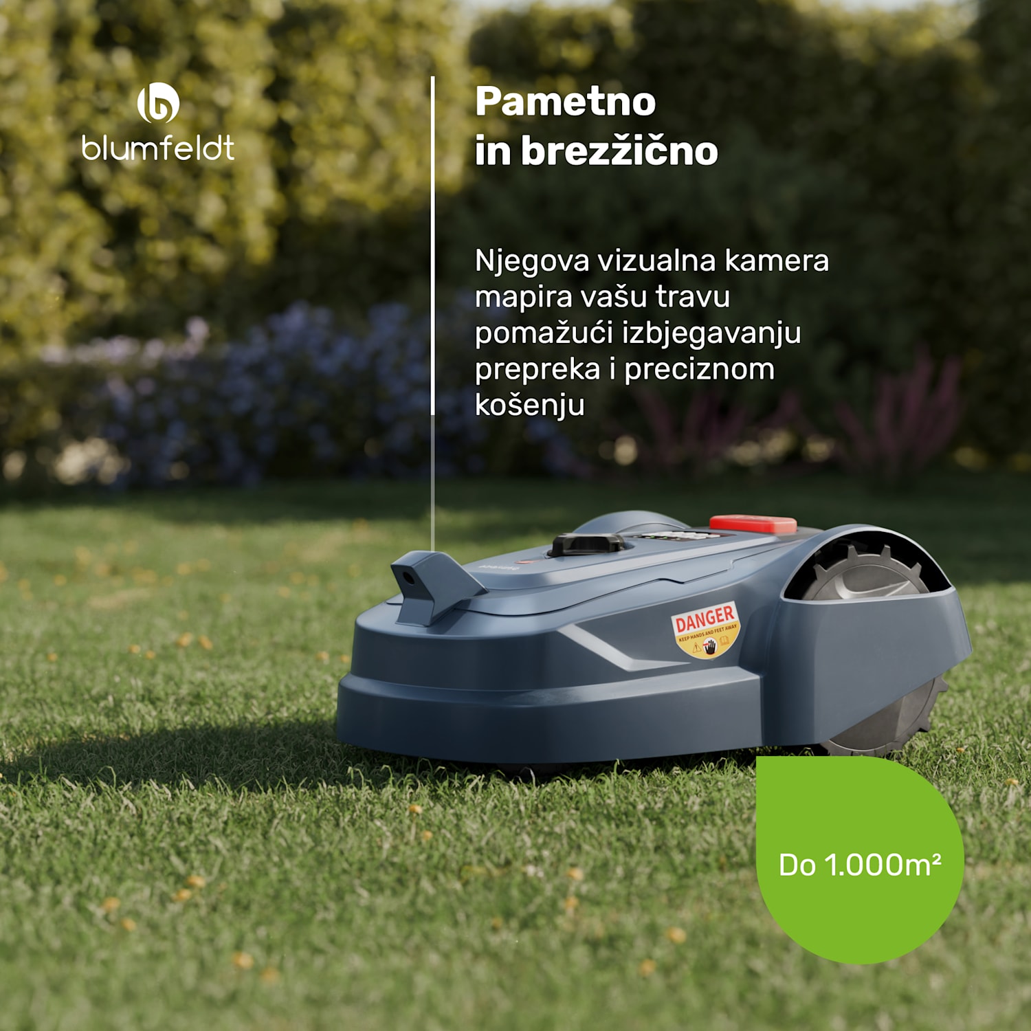 GrassConnect robotska kosilnica, Nega trate do 1000 m², Upravljanje s pomočjo aplikacije 