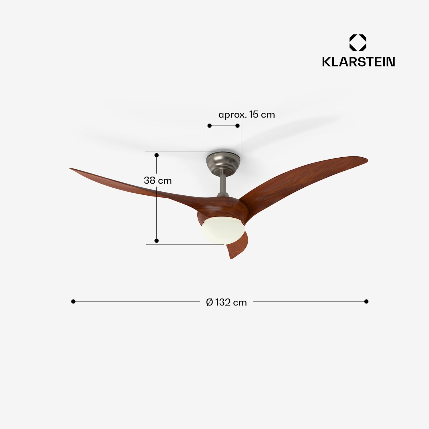 Ventilator de tavan Monteverde cu lumină reglabile 132 cm (camere 13–25 m²) | WIFI + telecomandă | Nuci