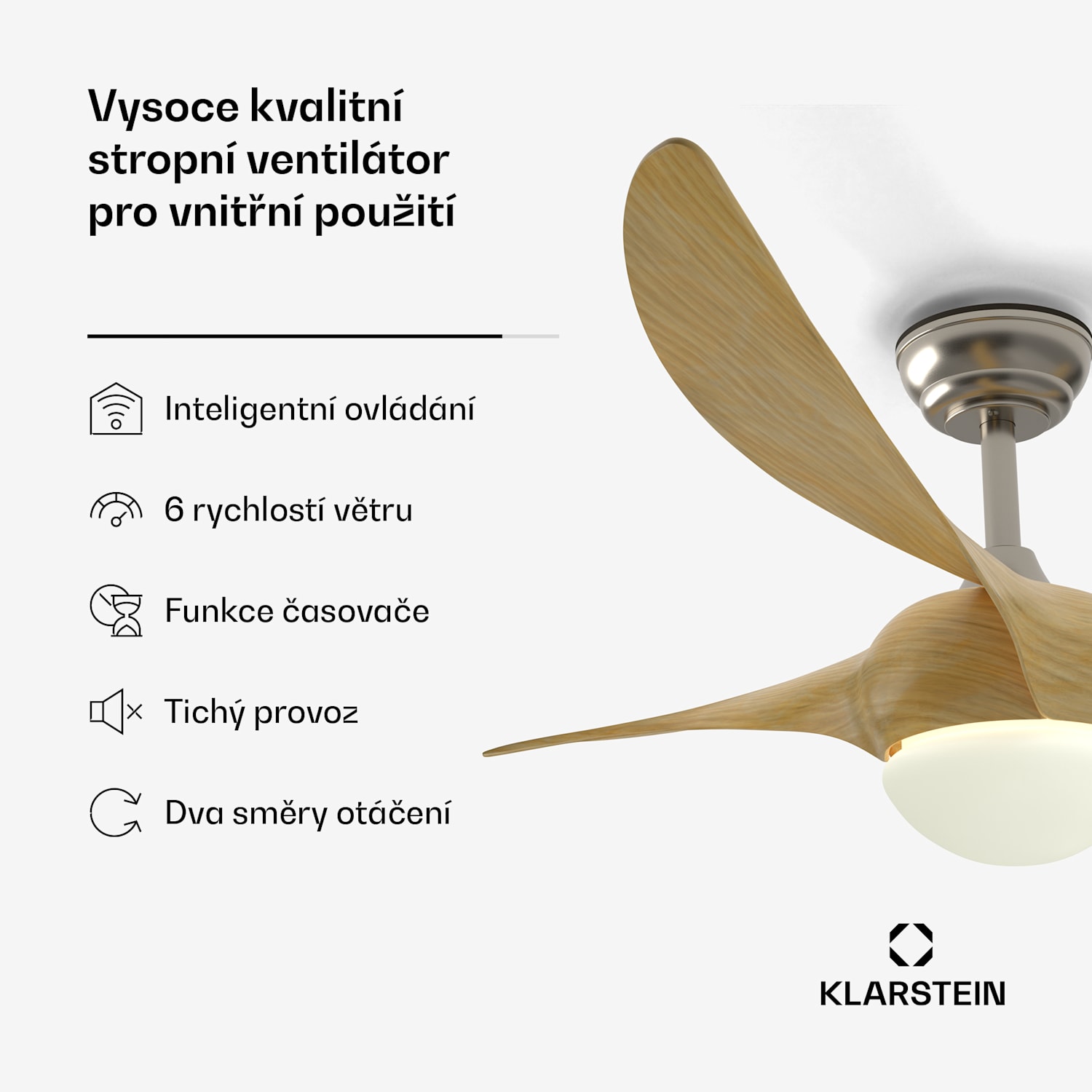 Monteverde stropní ventilátor s nastavitelným osvětlením 132 cm (místnosti 13–25 m²) | WIFI + dálkové ovládání | Javor