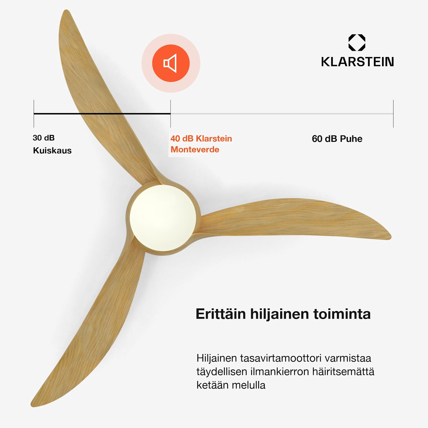 Monteverde kattotuuletin himmennettävällä valolla 132 cm (huoneet 13-25 m²) | WIFI + kaukosäädin | Vaahtera