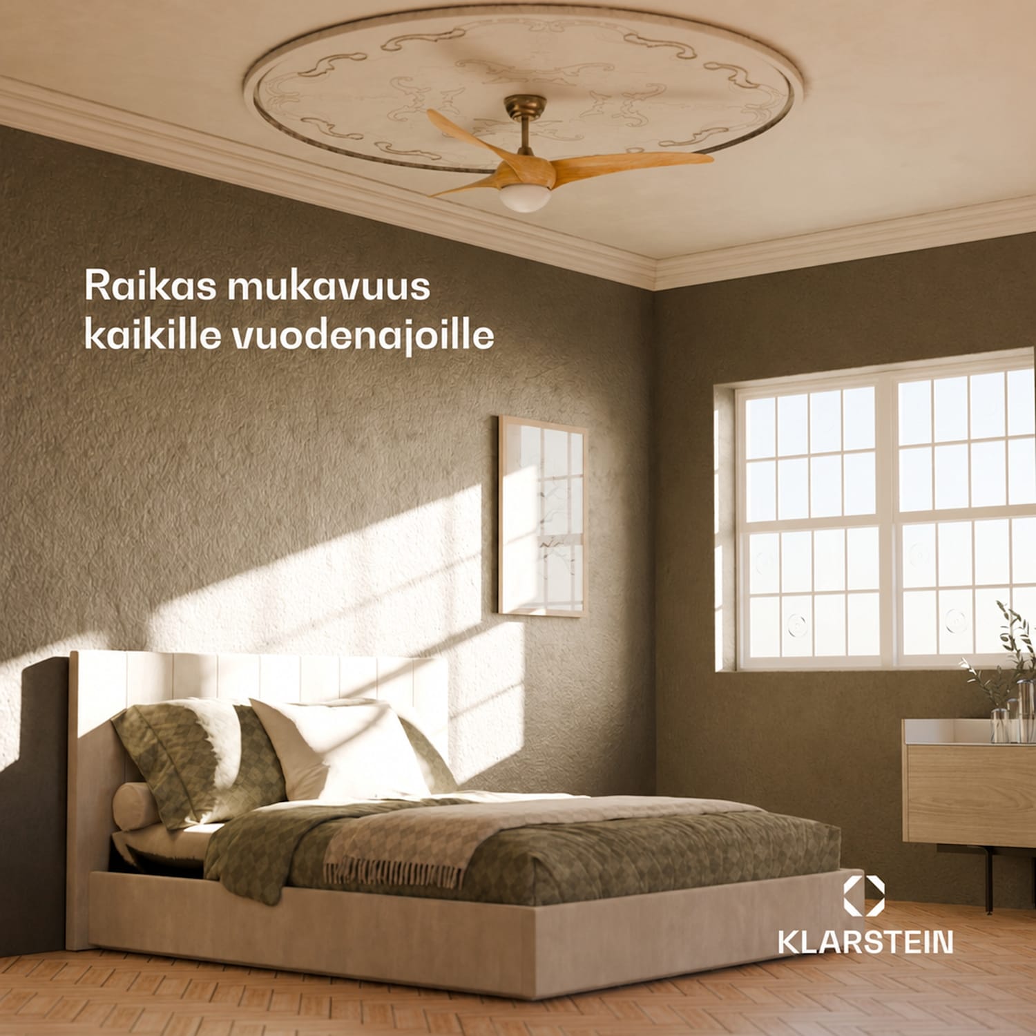 Monteverde kattotuuletin himmennettävällä valolla 132 cm (huoneet 13-25 m²) | WIFI + kaukosäädin | Vaahtera