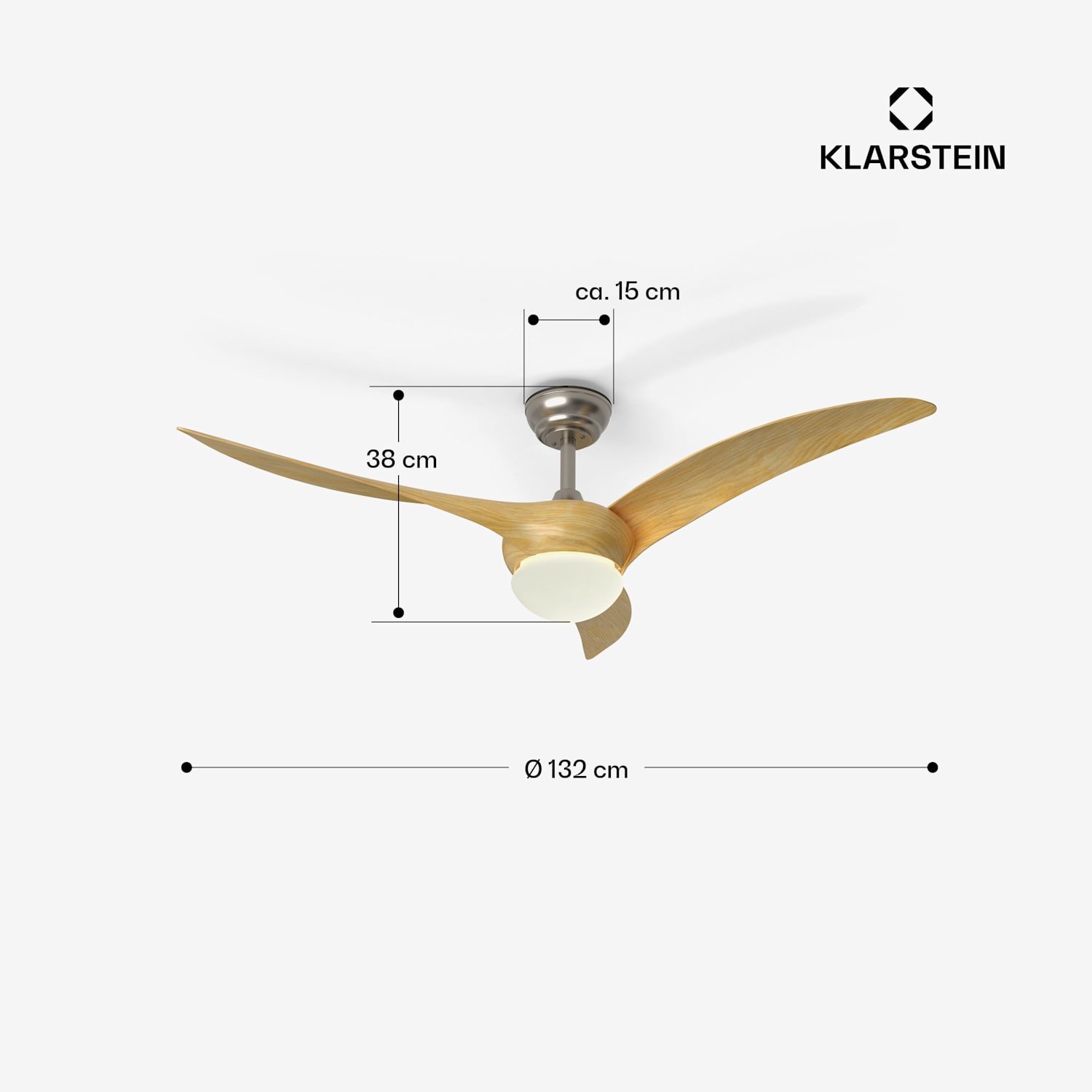 Ventilatore a soffitto Monteverde con luce dimmerabile 132 cm (stanze 13–25 m²) | WIFI + telecomando | Acero