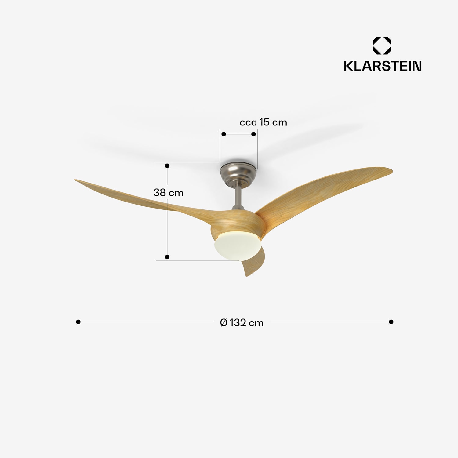 Monteverde stropný ventilátor s stmievateľným svetlom 132 cm (izby 13–25 m²) | WIFI + diaľkové ovládanie | Javor