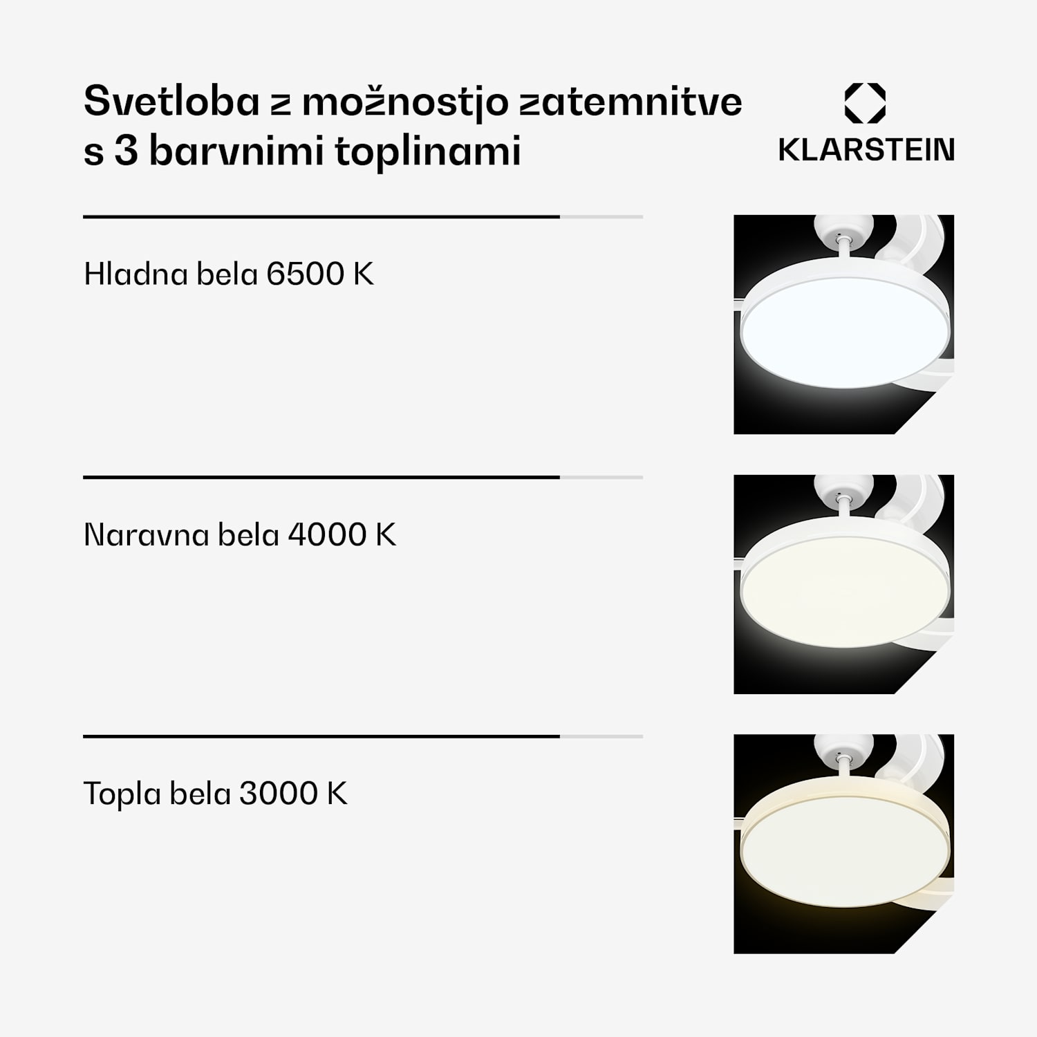 AirFold, Pametni stropni ventilator, Zložljive lopatice, LED luč z možnostjo zatemnitve, Pametno 107 cm (sobe 9-13 m²) | WIFI + daljinski upravljalnik | Bela