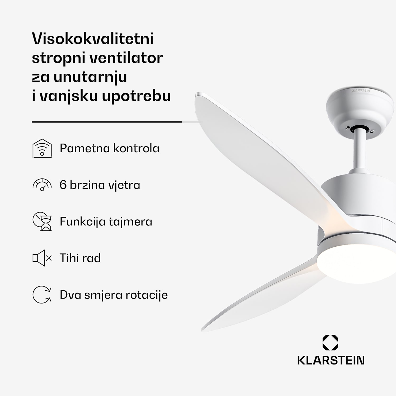 SkyBreeze Smart stropni ventilator, Unutarnja i vanjska uporaba, Inteligentna kontrola, IP44, 40 dB 
