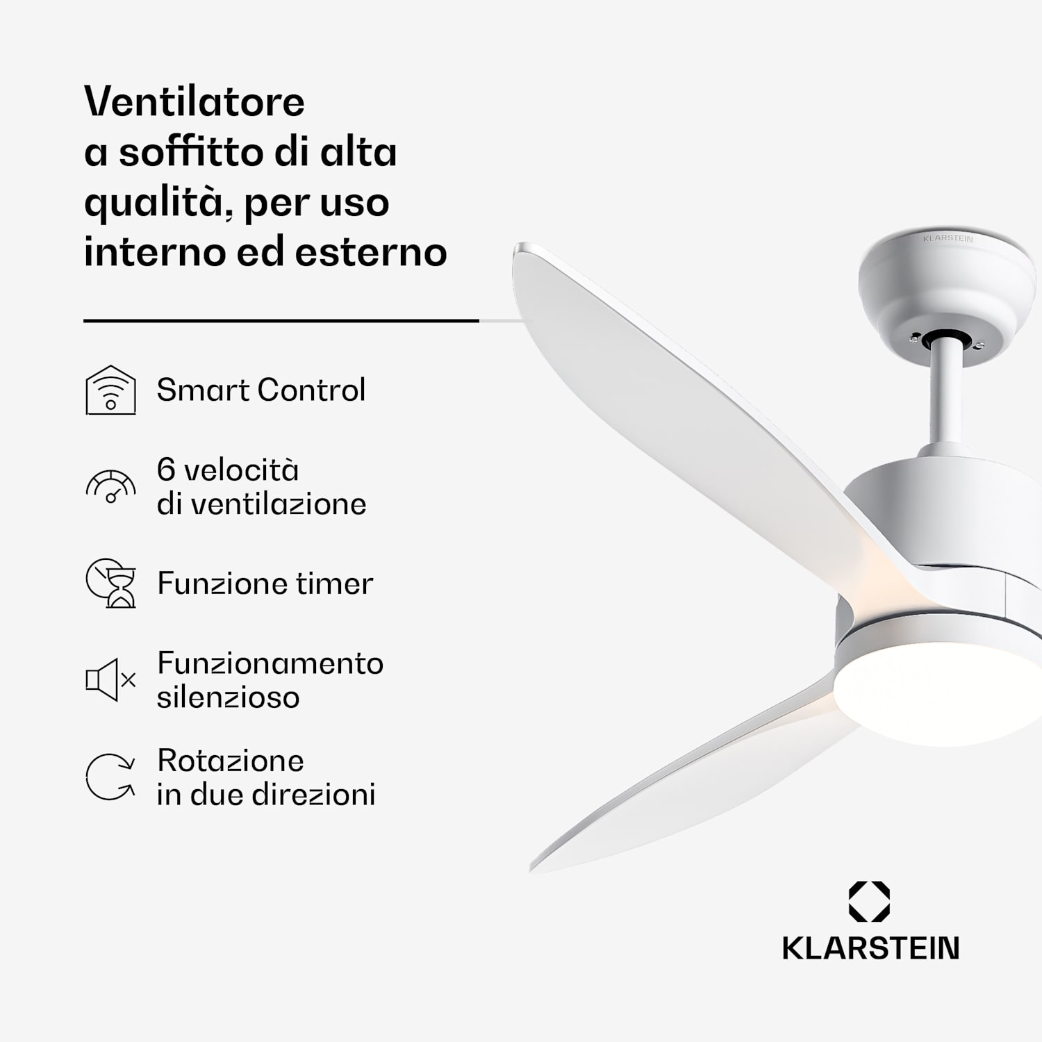 SkyBreeze Smart - Ventilatore da soffitto | Interno ed esterno | Smart Control | IP44 | 40 dB 