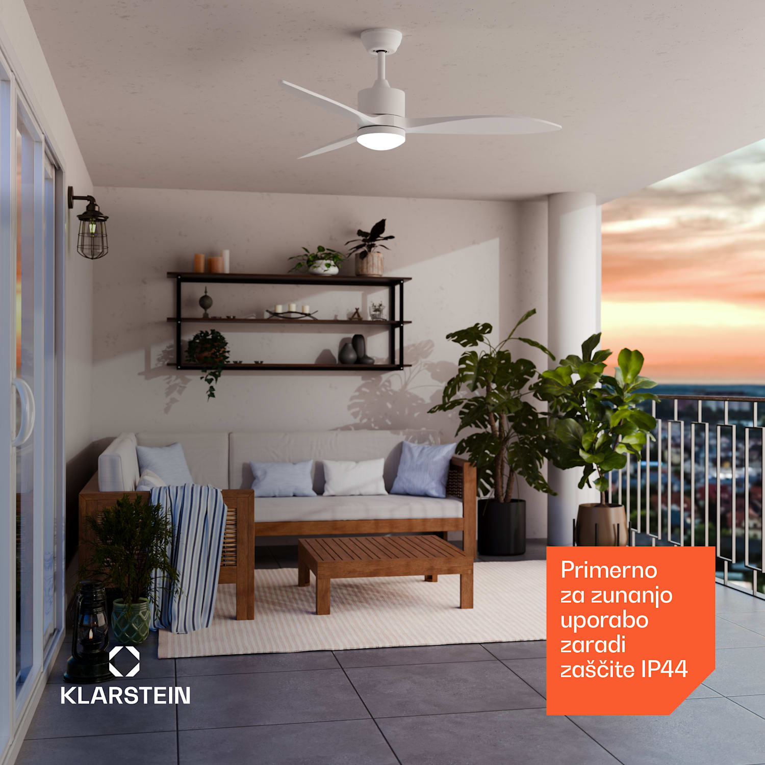 Pametni stropni ventilator SkyBreeze Smart, Notranja in zunanja uporaba, Pametno upravljanje, IP44, 40 dB 