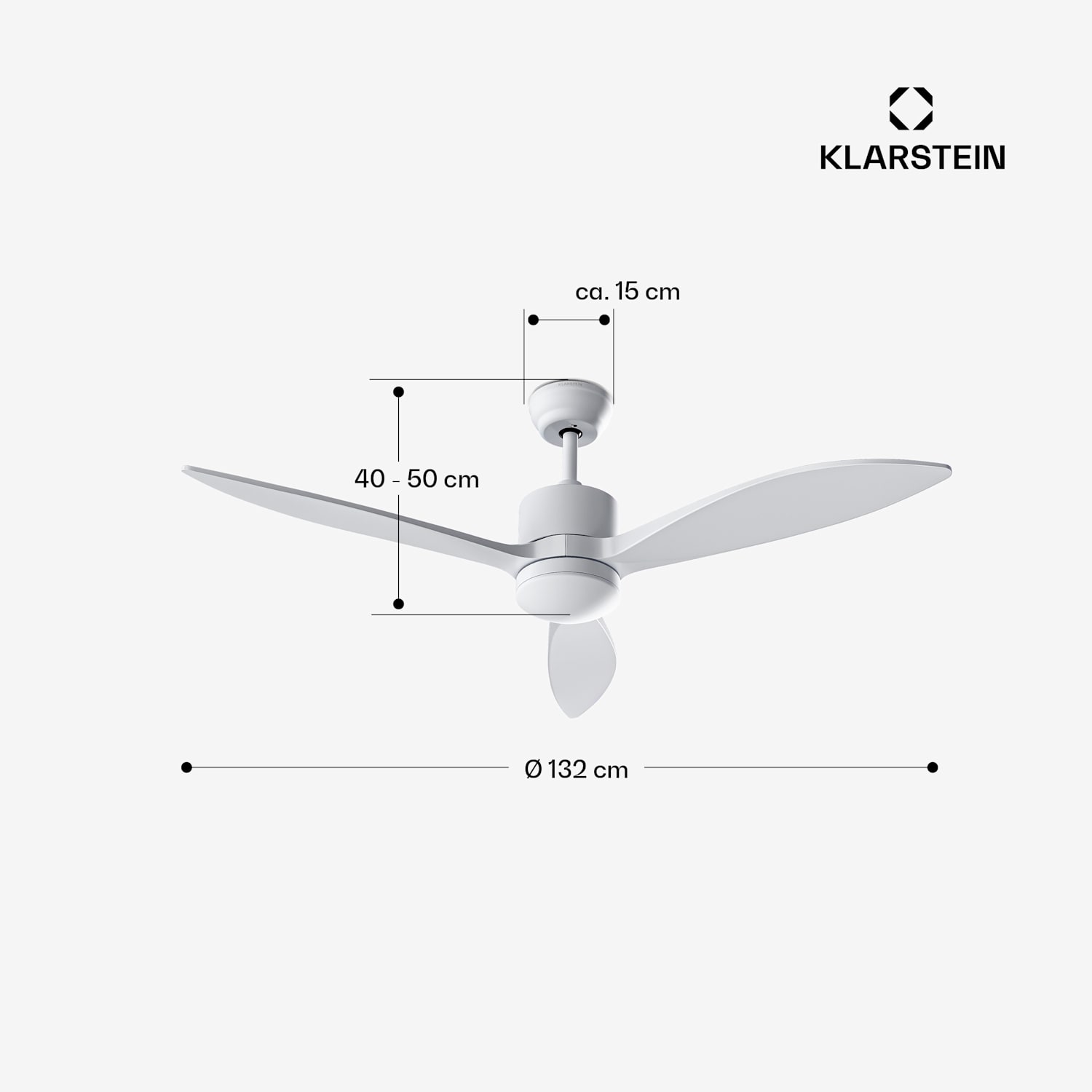 SkyBreeze Smart-kattotuuletin | sisä- ja ulkokäyttöön | Smart Control | IP44 | 40 dB 132 cm (huoneet 13-25 m²) | WIFI + kaukosäädin | Valkoinen