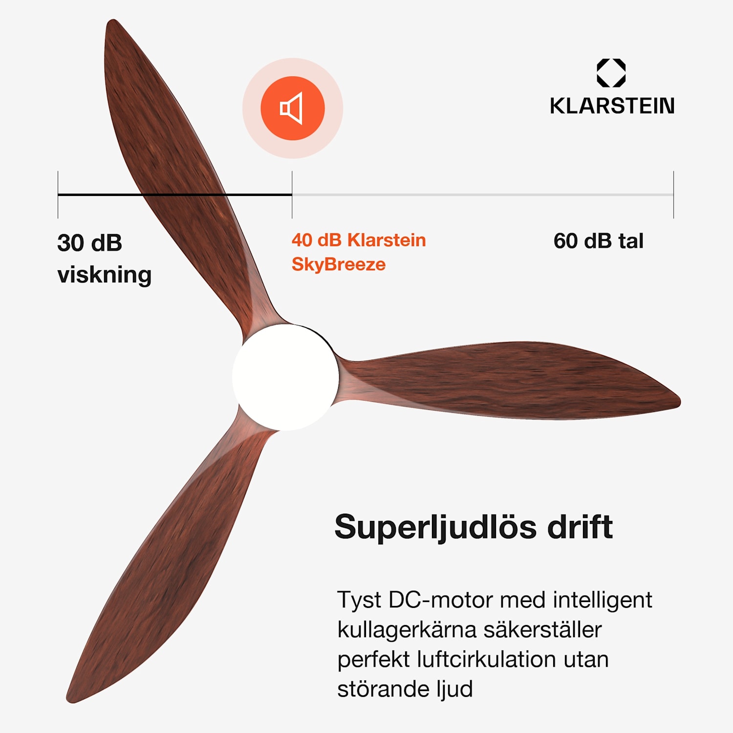  132 cm (rum 13–25 m²) | WIFI + Fjärrkontroll | Valnöt