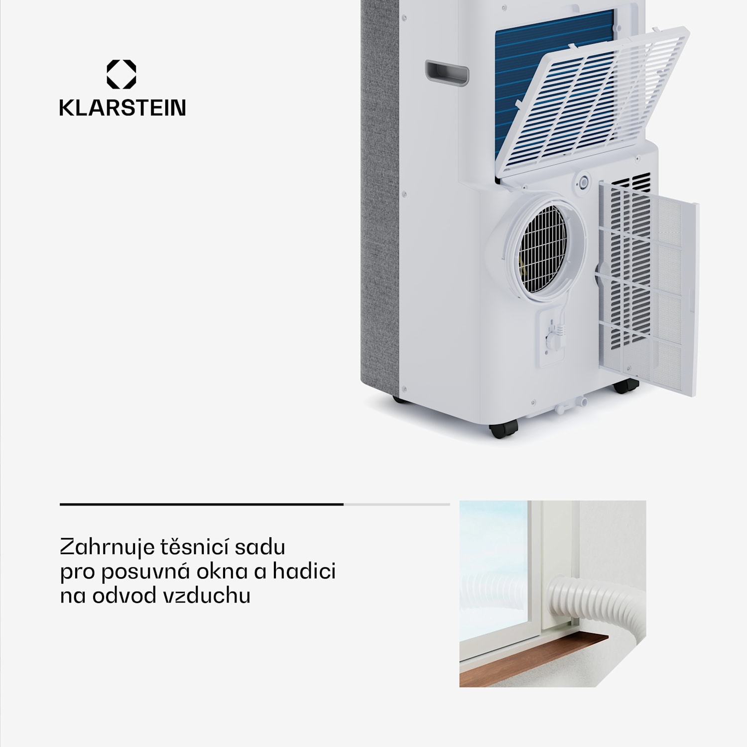 AireLux přenosná klimatizace, 14000 BTU, Smart Control, Moderní Šedá