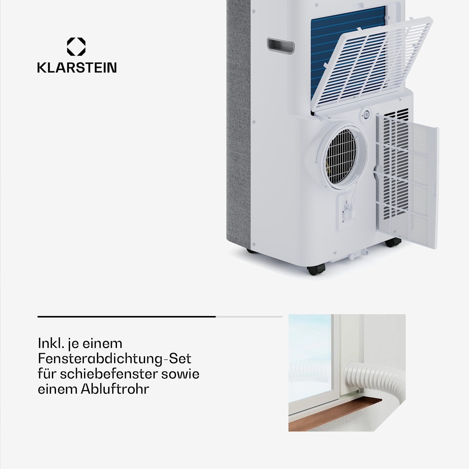 AireLux tragbare Klimaanlage | 14.000 BTU | Smart Control | Modern Grau
