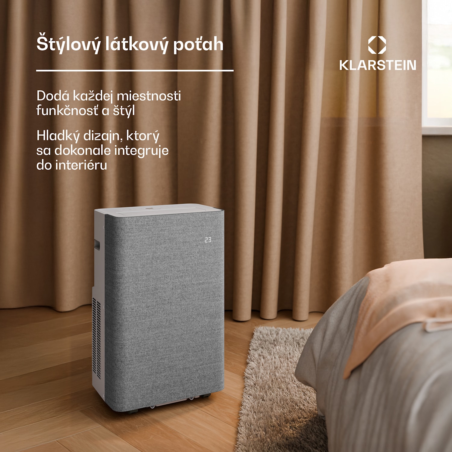 AireLux prenosná klimatizácia, 14 000 BTU, Inteligentné ovládanie, Moderná Sivá