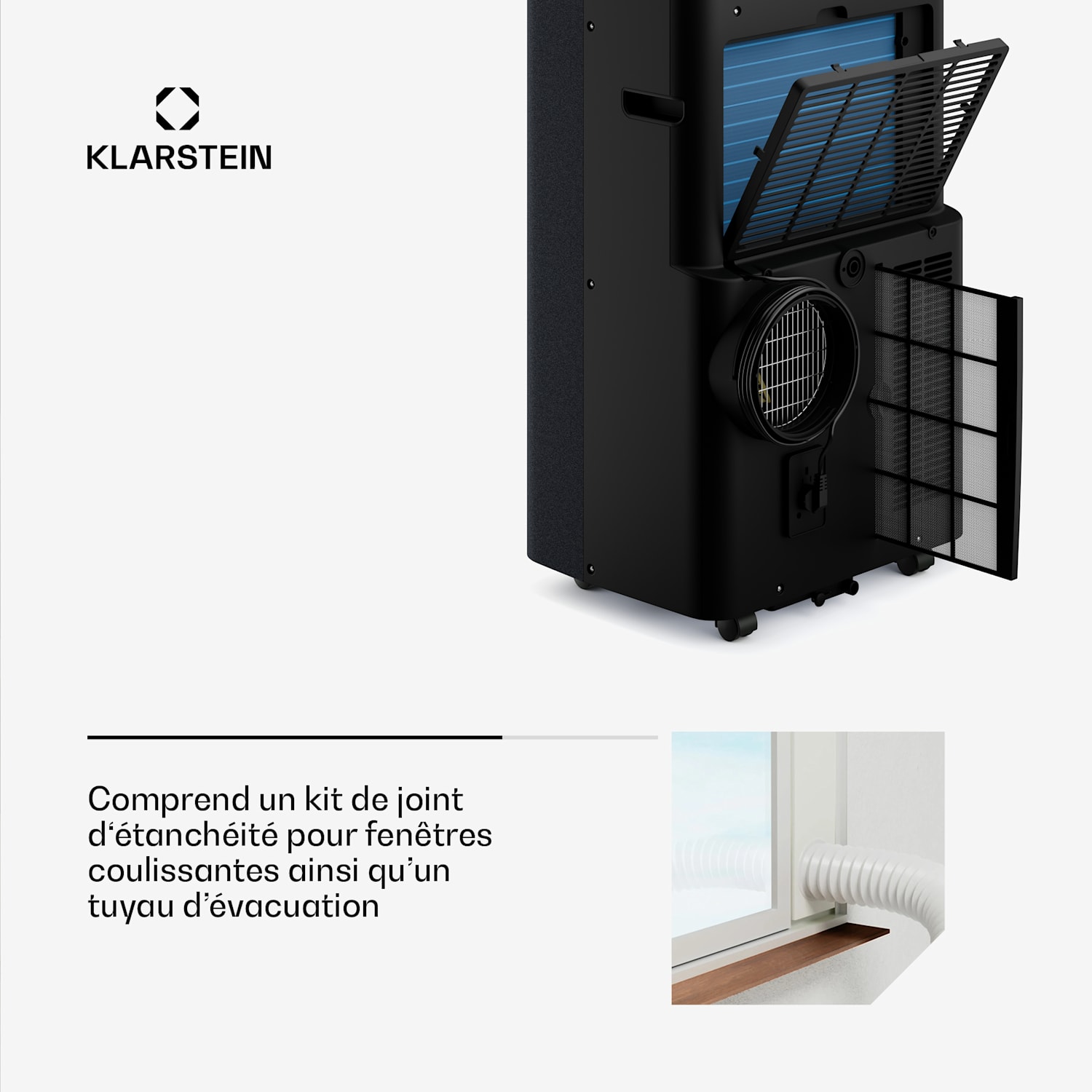 AireLux climatiseur portable | 14000 BTU | Contrôle connecté | Moderne Gris Foncé