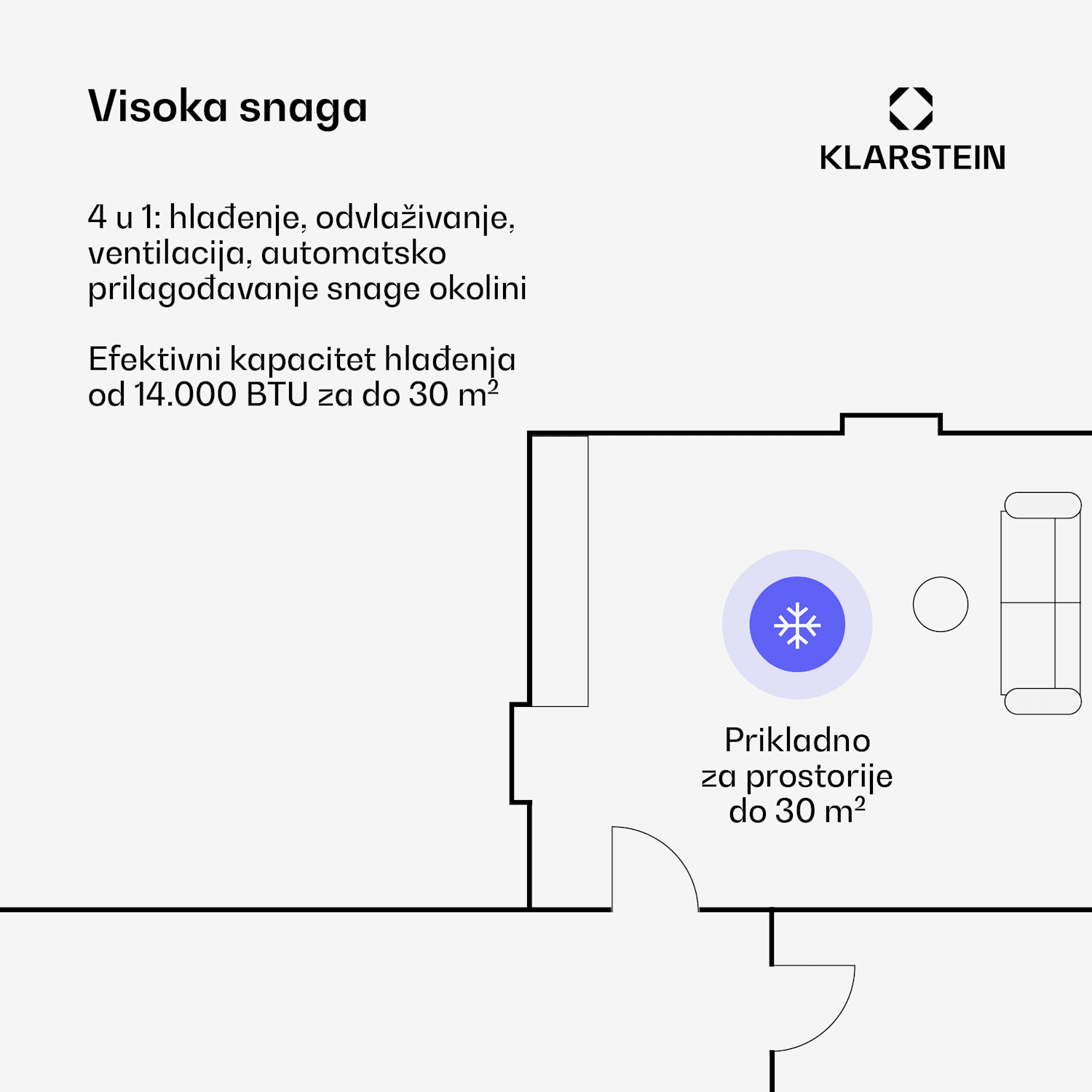 AireLux prijenosni klima uređaj, 14.000 BTU, Pametna kontrola, Moderna Tamno siva
