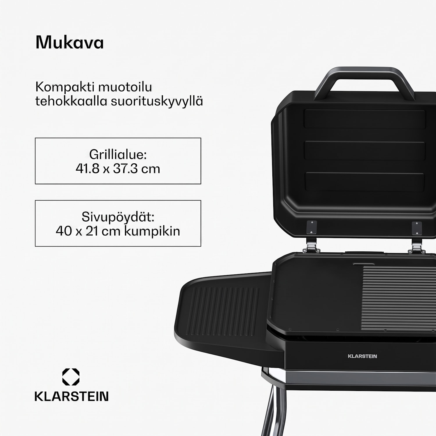 Gatsby-sähkögrilli | sisä- ja ulkokäyttöön | 3050 W | EasyGrill Concept | jopa 240 °C Musta / Hopea Metallinen