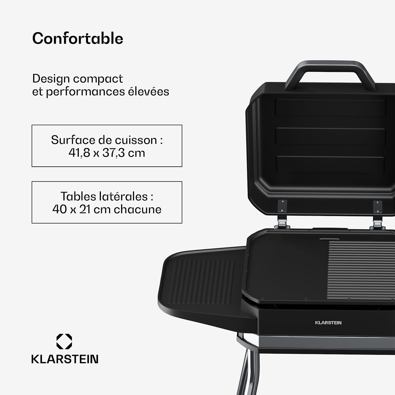 Gatsby barbecue électrique | Intérieur & Extérieur | 3050 W | EasyGrill Concept | Jusqu'à 240°C Noir / Argent Métallisé