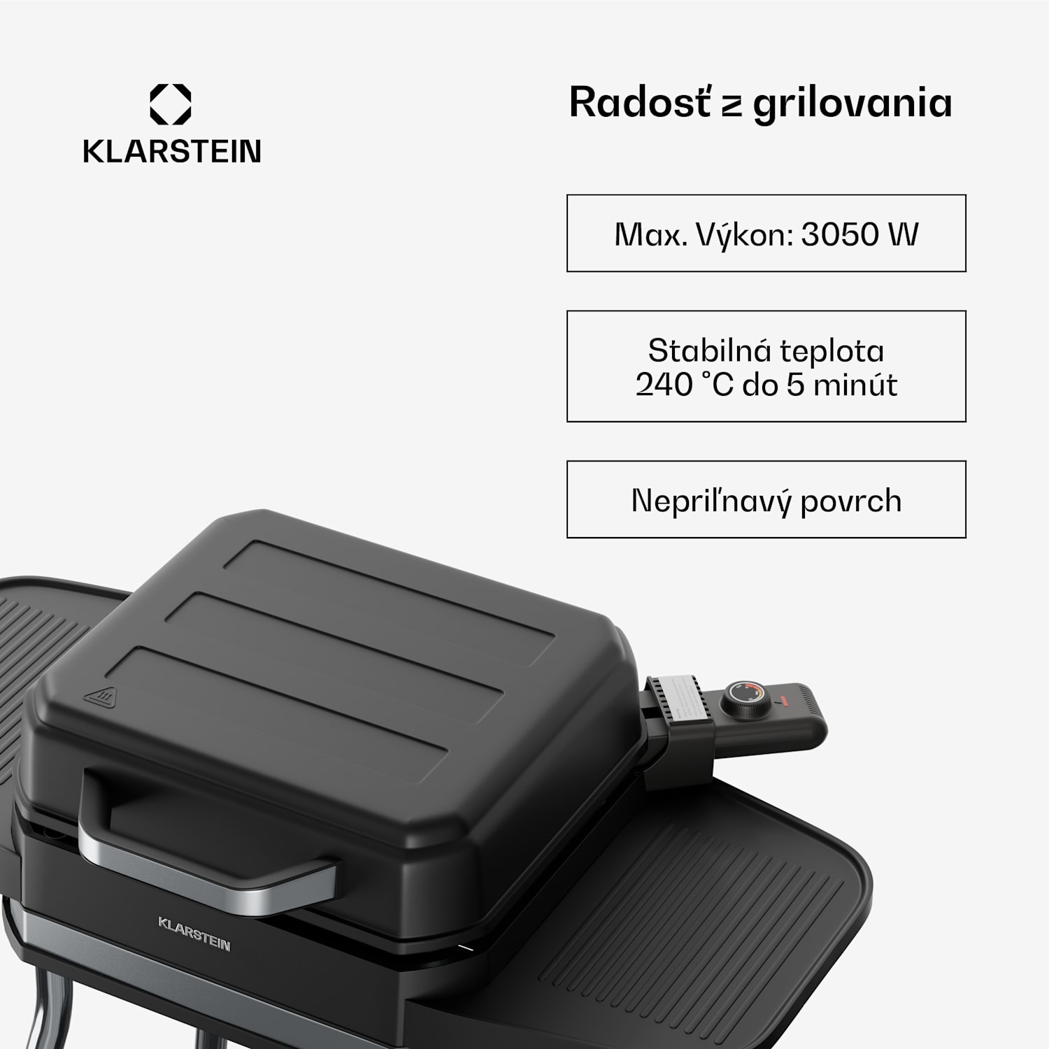 Gatsby elektrický gril, Vnútorné a vonkajšie použitie, 3050 W, EasyGrill Concept, Do 240 °C Čierna / Strieborná metalíza