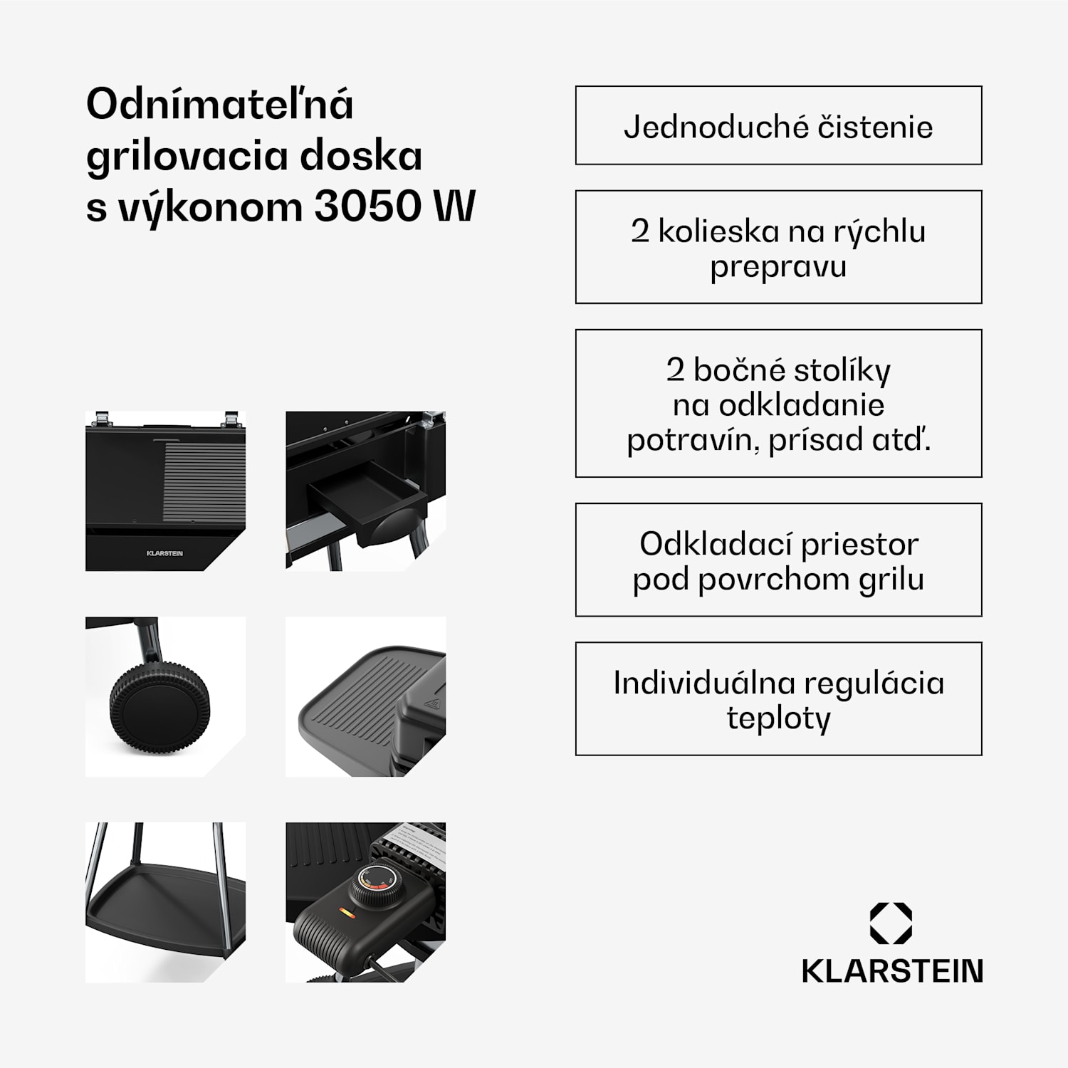 Gatsby elektrický gril, Vnútorné a vonkajšie použitie, 3050 W, EasyGrill Concept, Do 240 °C Čierna / Strieborná metalíza