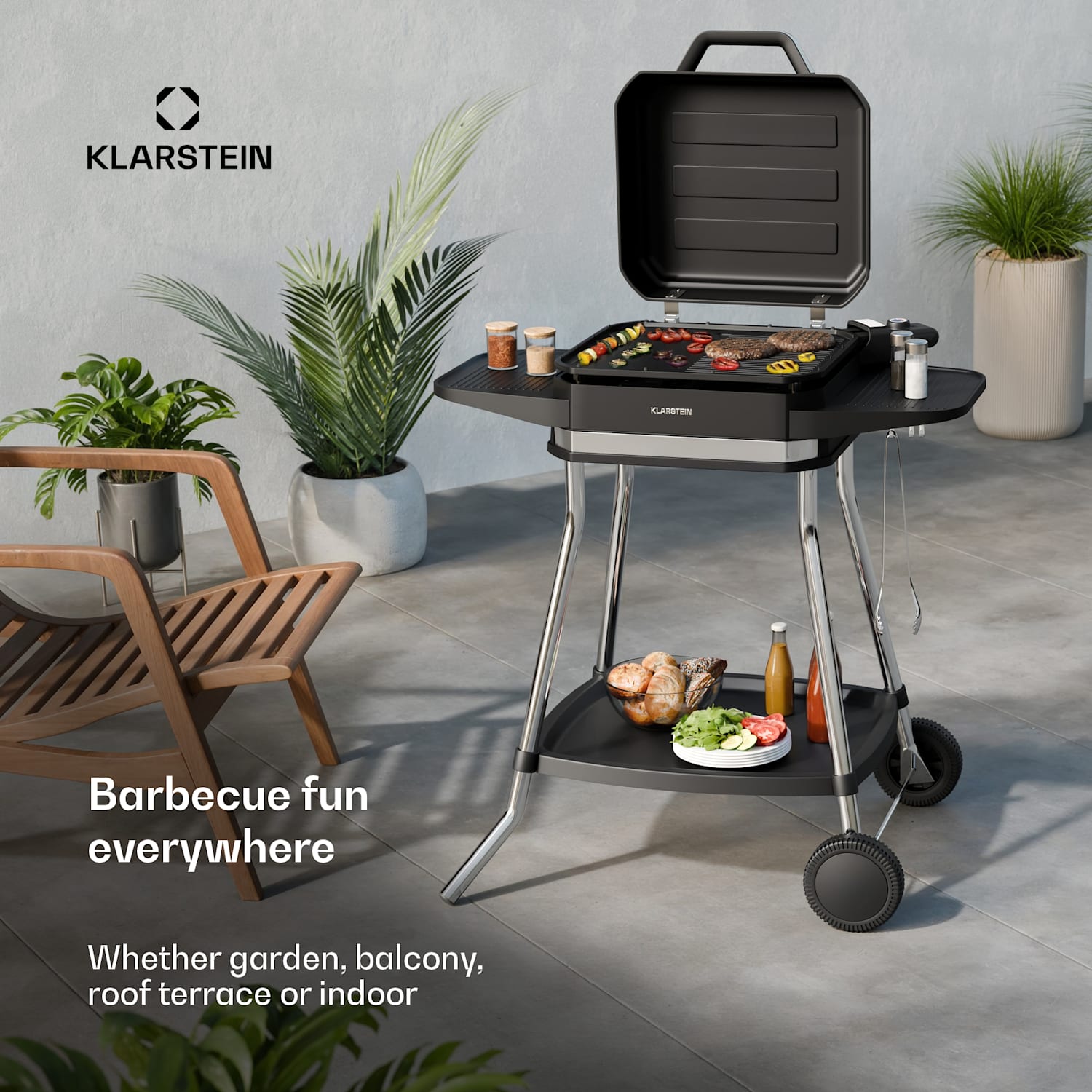 Gatsby elektrische grill | Indoor & Outdoor | 3050 W | EasyGrill Concept | Tot 240°C Zwart / Zilver Metallic