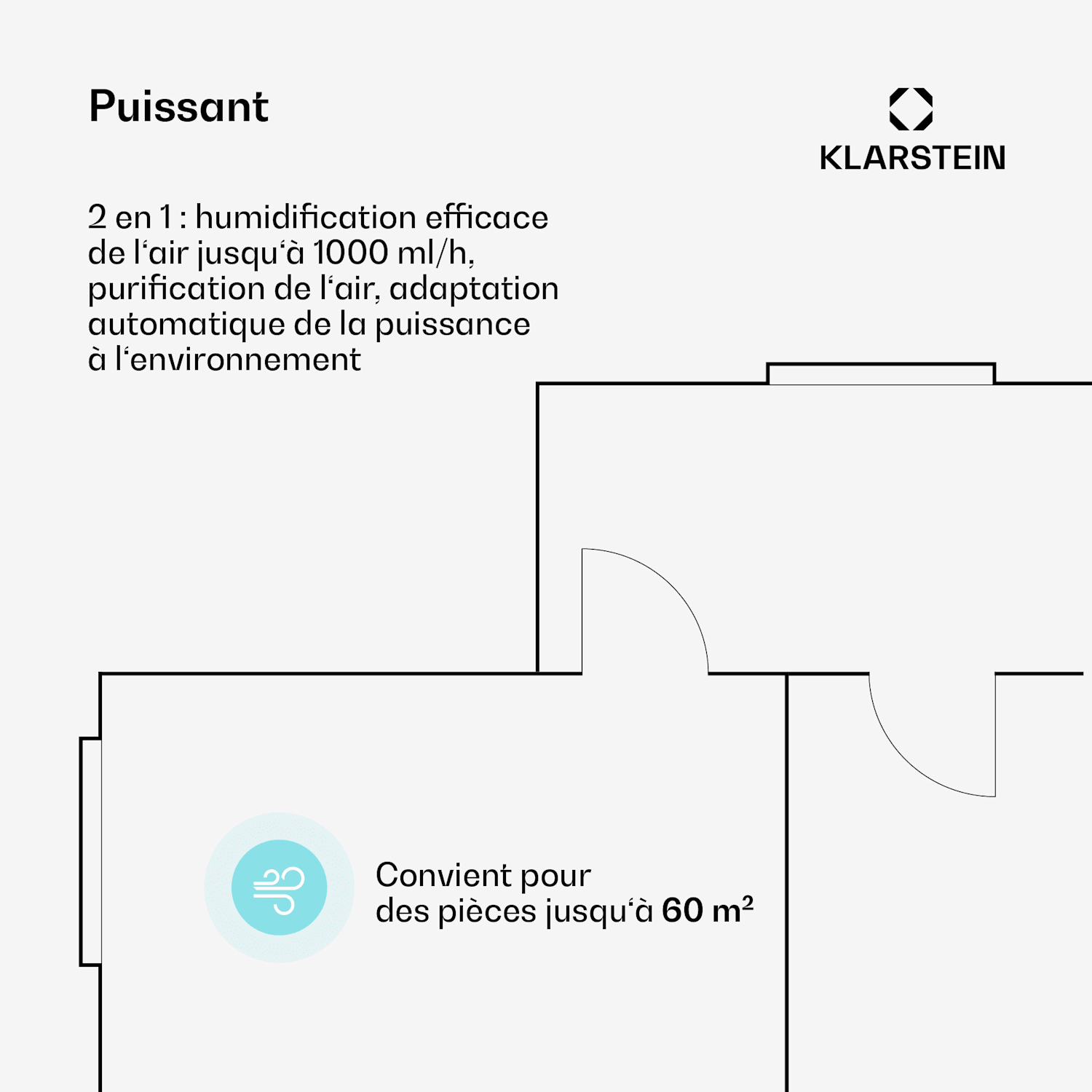 AireLux purificateur d'air | Fonction humidification | 400m³/h CADR | Compatible WLAN 