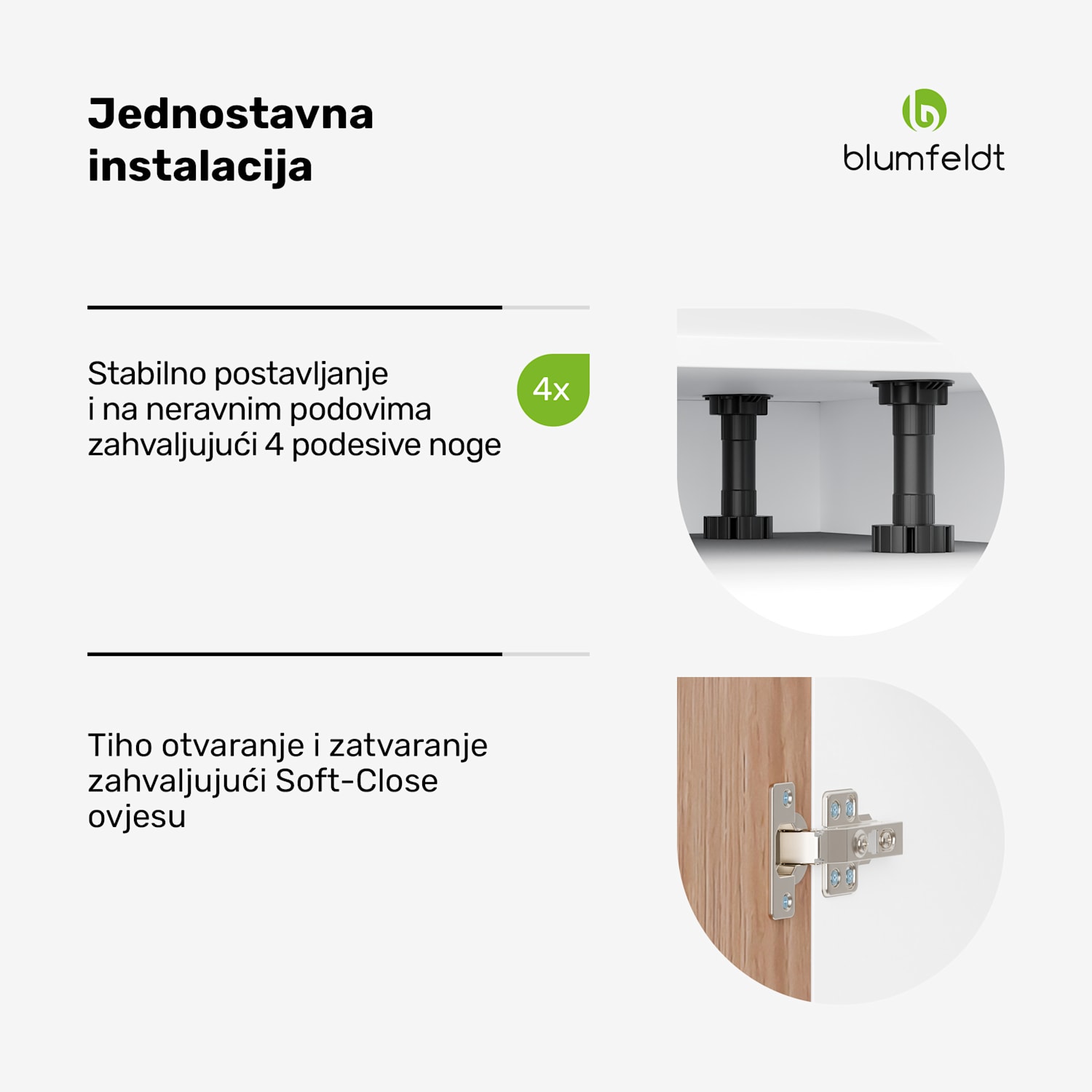 WoodVista ormarić s ladicama, Robusna MDF radna ploča, Soft-Close šarke, Aluminijski ručke Ormar s ladicama | Bijela / Hrast