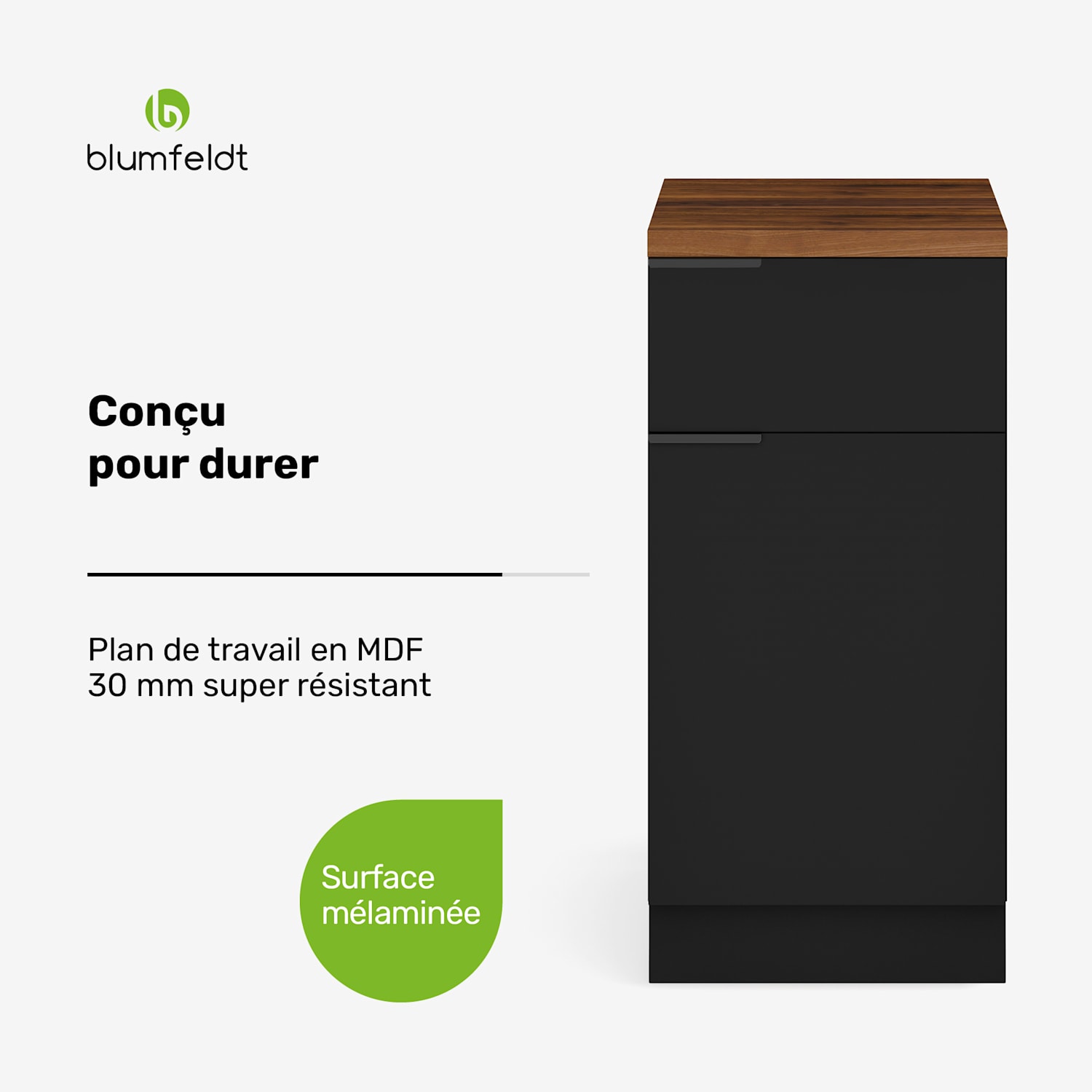 WoodVista Ladeblok | Robuust MDF werkblad | Soft-close scharnieren | Aluminium handgrepen Ladekast | Walnoot / zwart