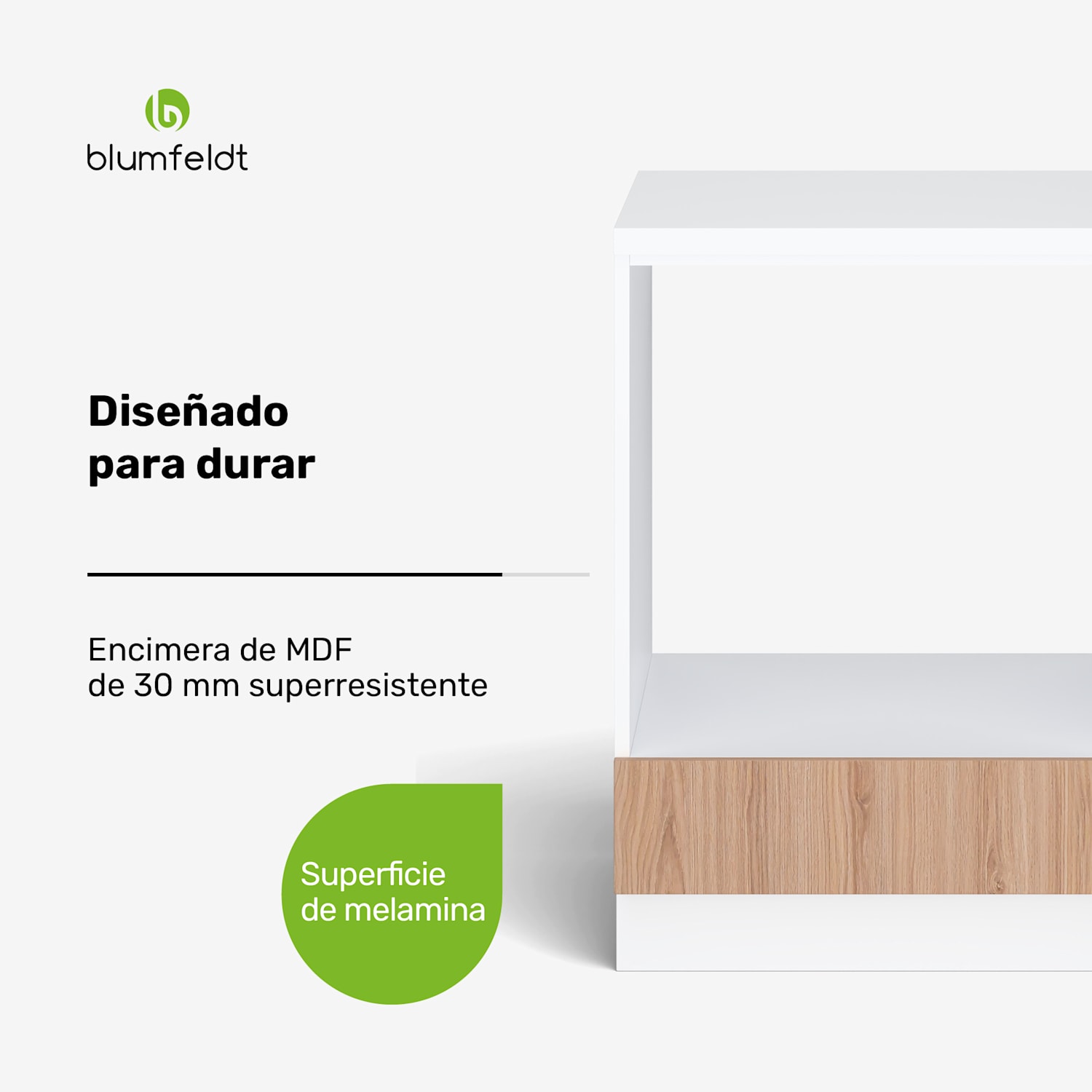 WoodVista armario de almacenamiento | Superficie de trabajo de MDF estable | Materiales sostenibles | Montaje fácil Mueble para horno empotrable | Blanco / Roble