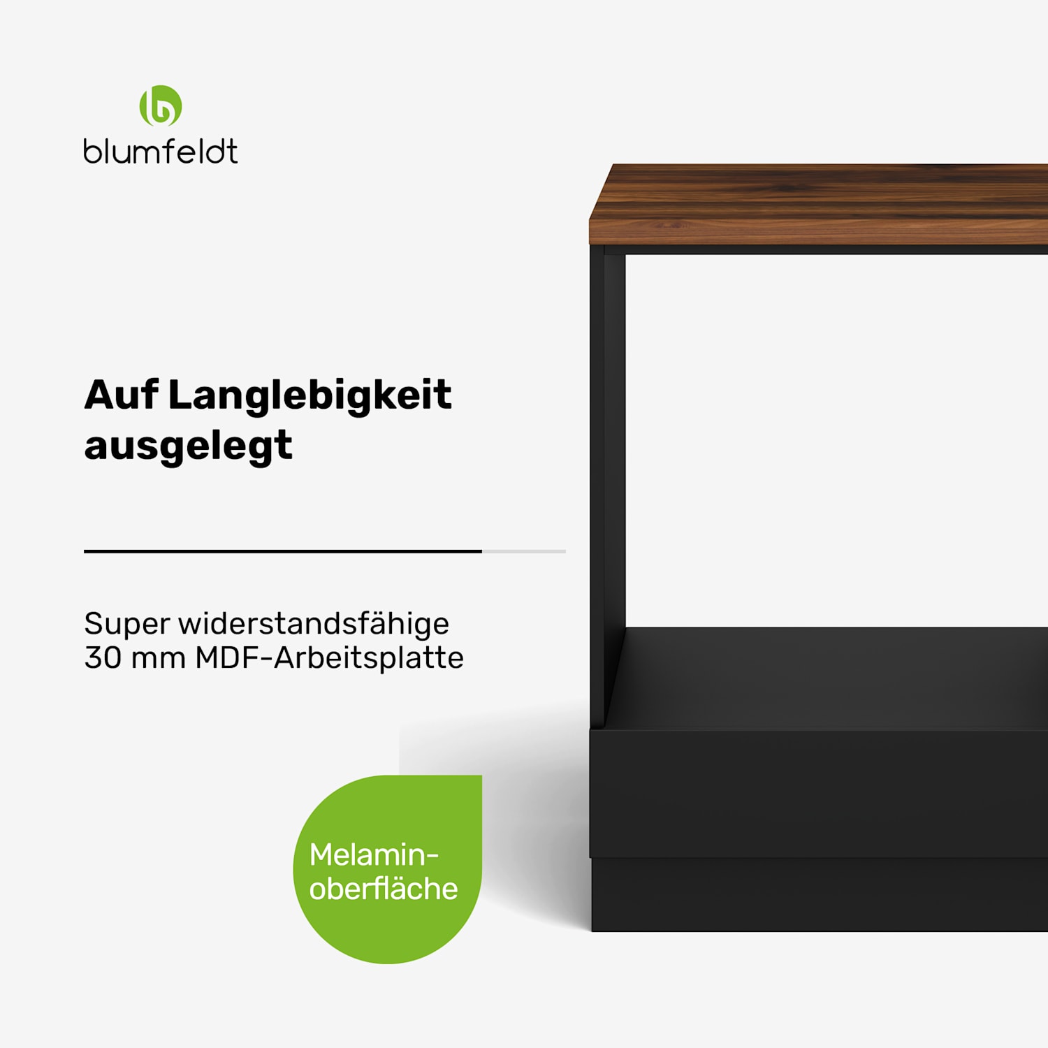 WoodVista - Armadio | Stabile piano di lavoro in MDF | Materiali sostenibili | Montaggio semplice Mobile per forno da incasso | Noce/Nero