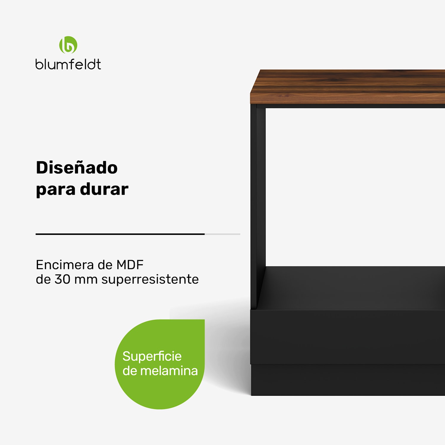 WoodVista armario de almacenamiento | Superficie de trabajo de MDF estable | Materiales sostenibles | Montaje fácil Mueble para horno empotrable | Nogal / negro