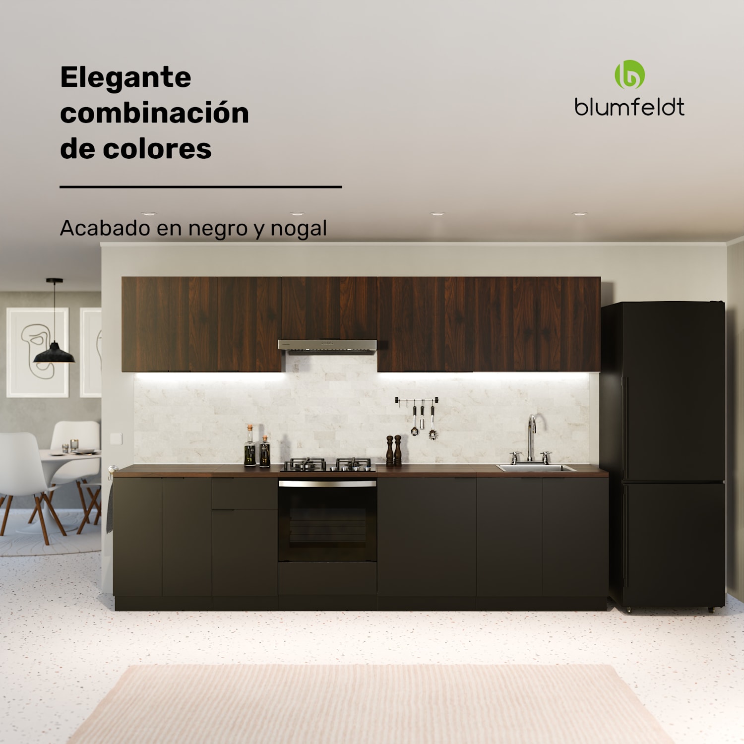 WoodVista armario de almacenamiento | Superficie de trabajo de MDF estable | Materiales sostenibles | Montaje fácil Mueble para horno empotrable | Nogal / negro