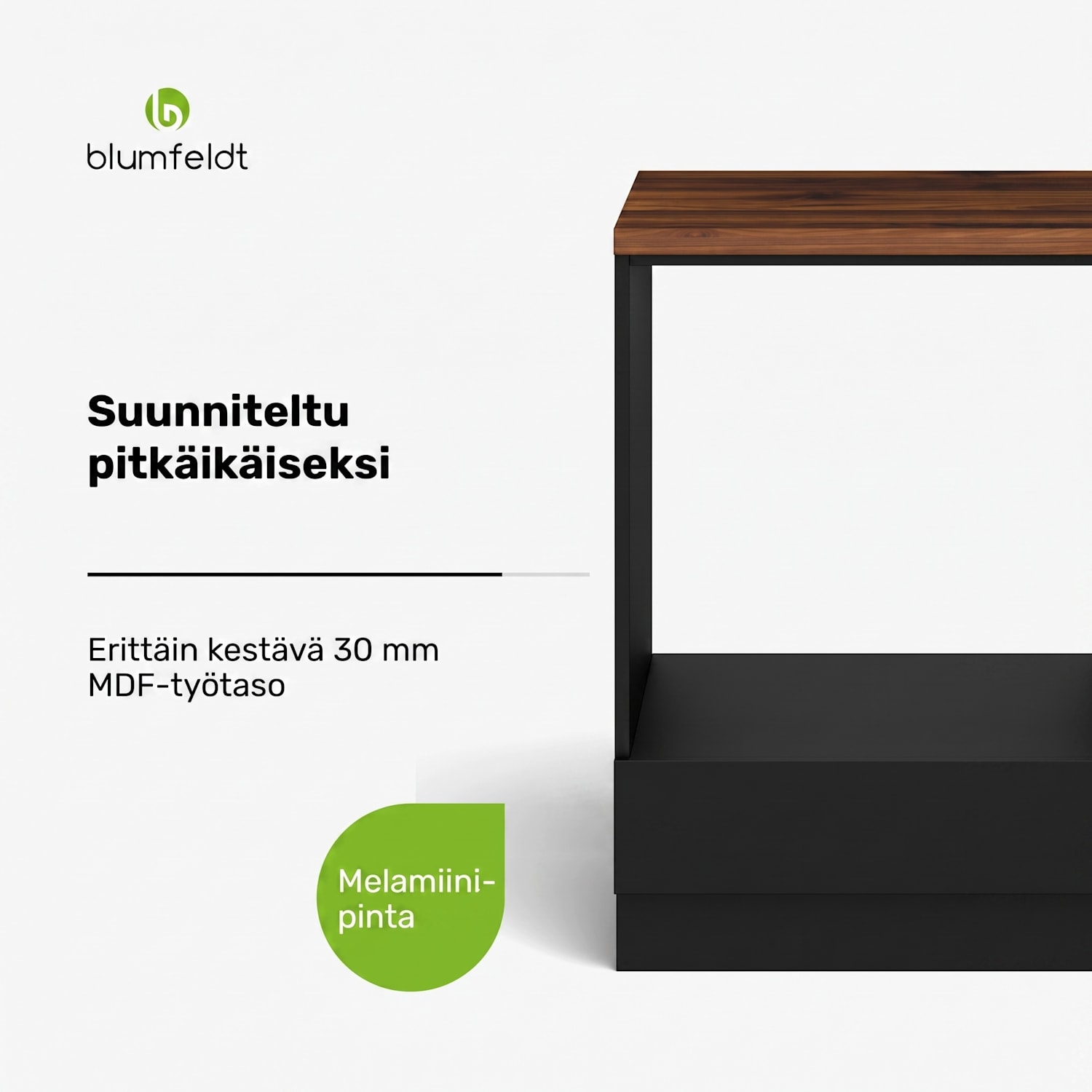 WoodVista varastokaappi | Vankka MDF-työtaso | Kestävät materiaalit | Helppo kokoaminen Kaappi rakennettavalle uunille | Pähkinä / Musta