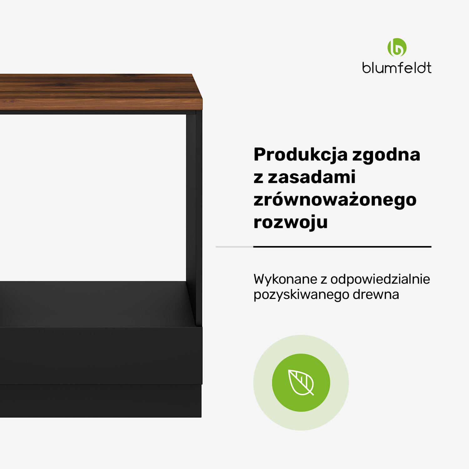 WoodVista szafka kuchenna, stabilny blat roboczy z MDF, materiał ekologiczny, łatwy montaż Szafka pod piekarnik do zabudowy | Orzech / czerń