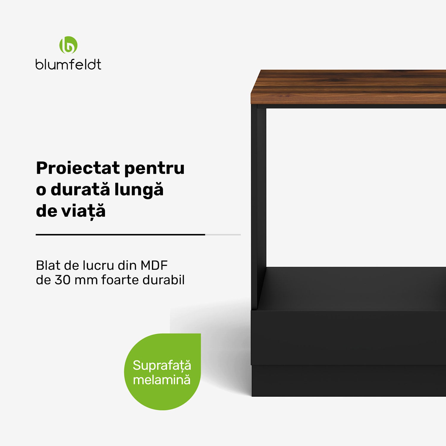 WoodVista dulap de depozitare, Blat de lucru MDF stabil, Materiale sustenabile, Montare ușoară Dulap pentru cuptor incorporabil | Nuc / negru