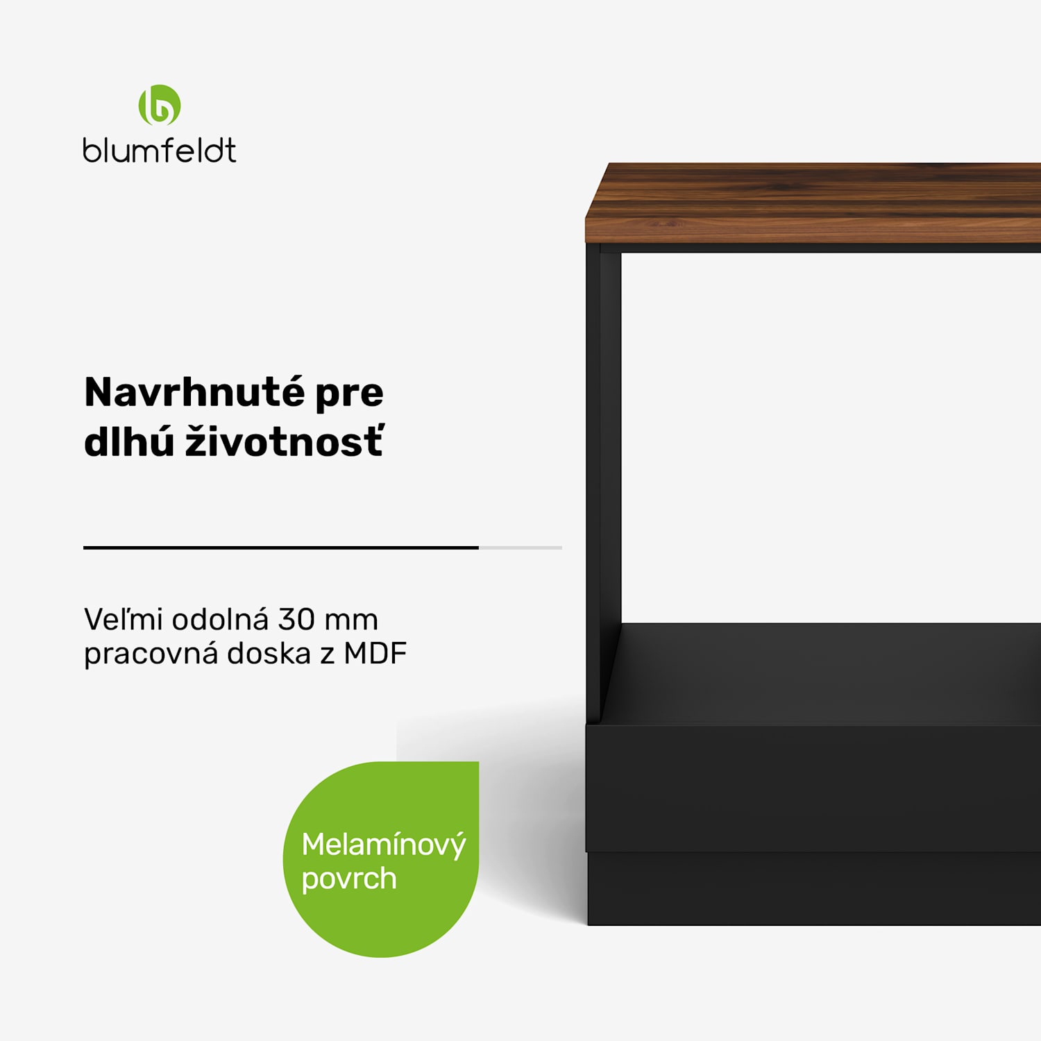 WoodVista skriňa na skladovanie, Stabilná MDF pracovná doska, Udržateľné materiály, Jednoduchá montáž Skrinka na vstavanú rúru | Orech / čierna