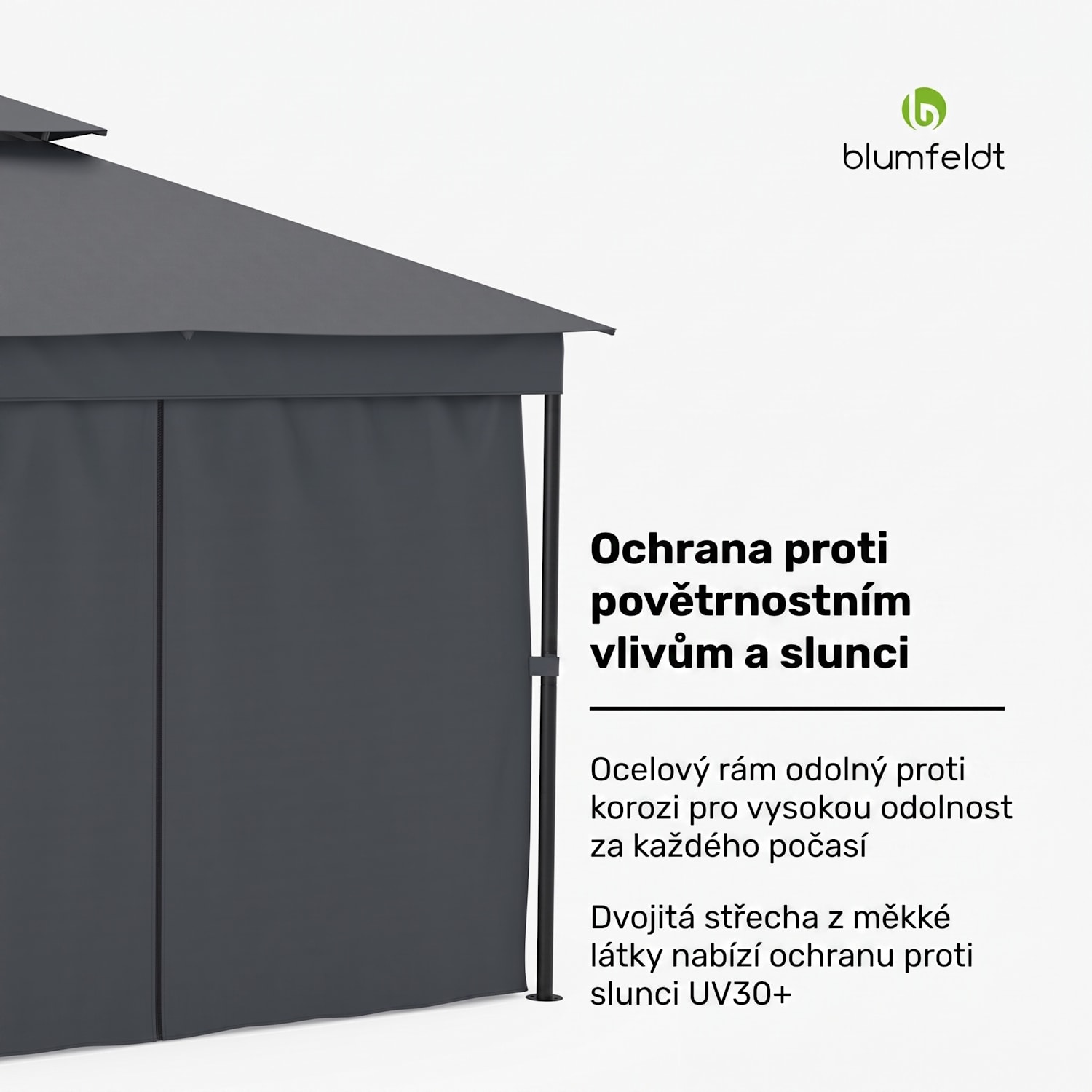 Altán Mondo Dual 3x3 s dvojitou střechou a sítí proti hmyzu 3 x 3 m | Tmavě šedá